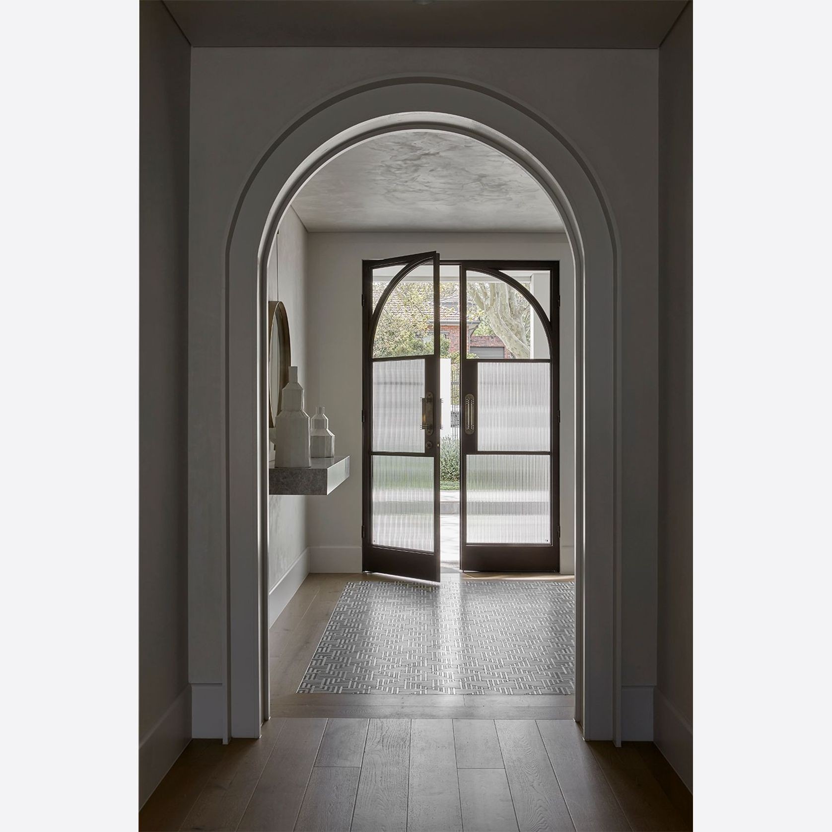 Arch Steel Frame Glass Hinge Doors - Galvanised FPS50 gallery detail image