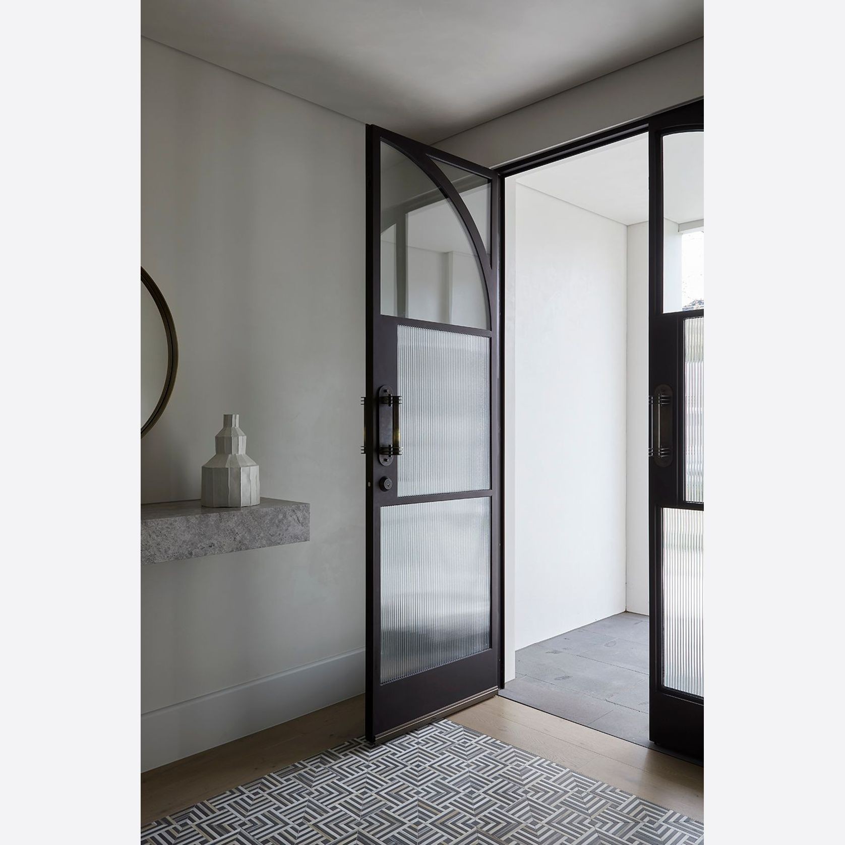 Arch Steel Frame Glass Hinge Doors - Galvanised FPS50 gallery detail image