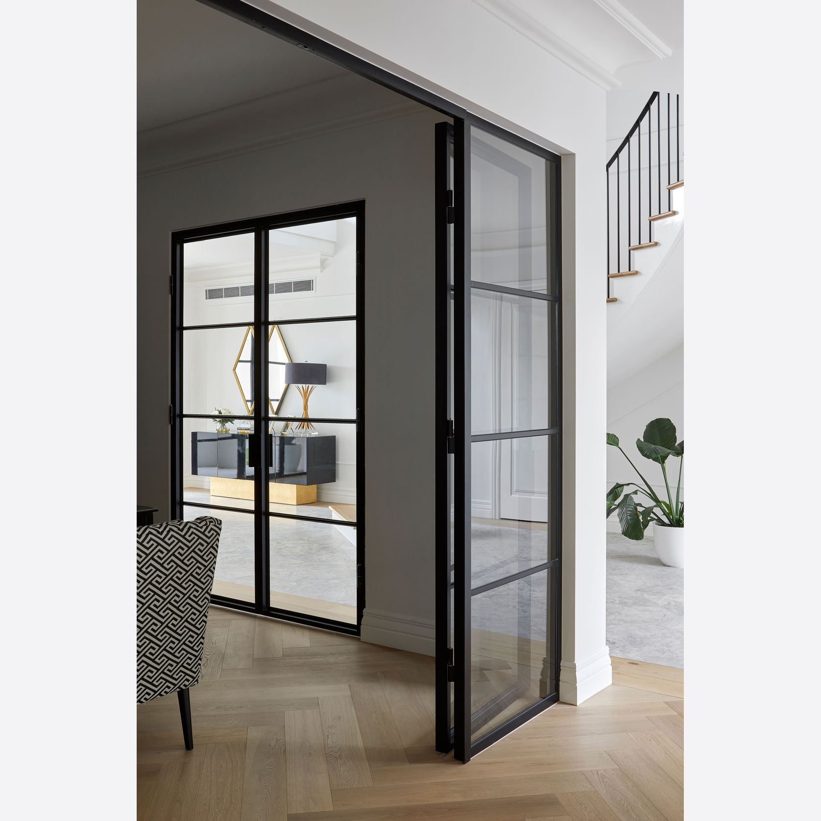 Steel Frame Glass Hinge Doors  - Galvanised FPS50 gallery detail image