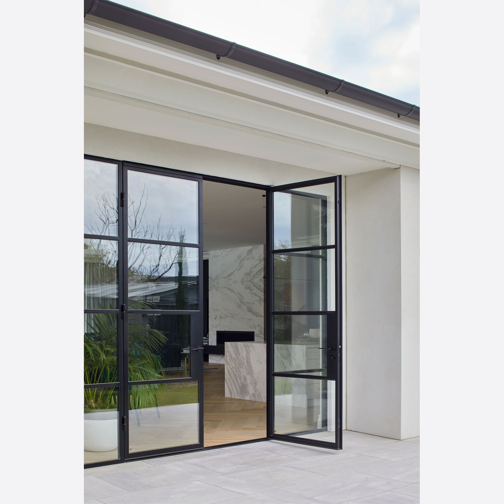 Steel Frame Glass Hinge Doors  - Galvanised FPS50 gallery detail image