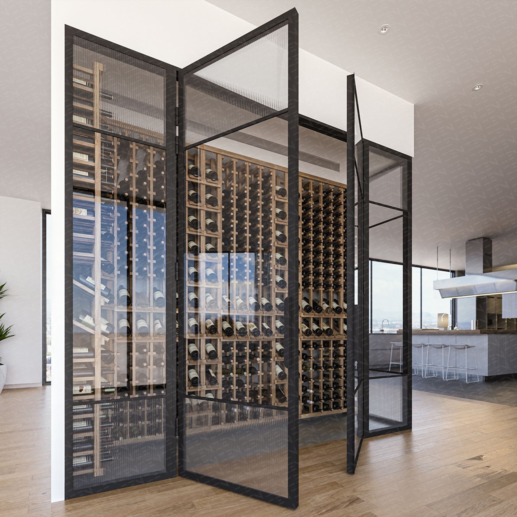 Steel Frame Glass Hinge Doors - Galvanised FPS50 gallery detail image