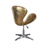 Gauntlet Polished Brass and White Leather Swan Chair gallery detail image