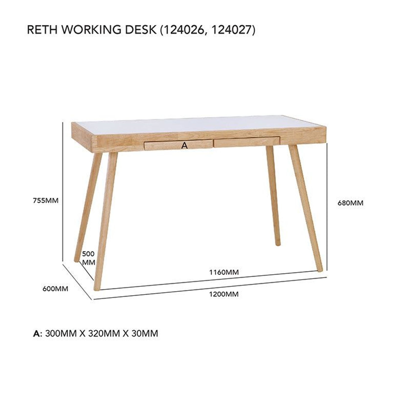 RETH Study Desk 120cm - Walnut & Black gallery detail image