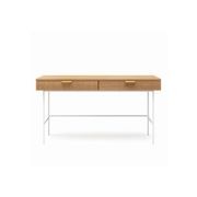 Kina Ripple Slatted Desk | 140cm | Natural Oak & White gallery detail image