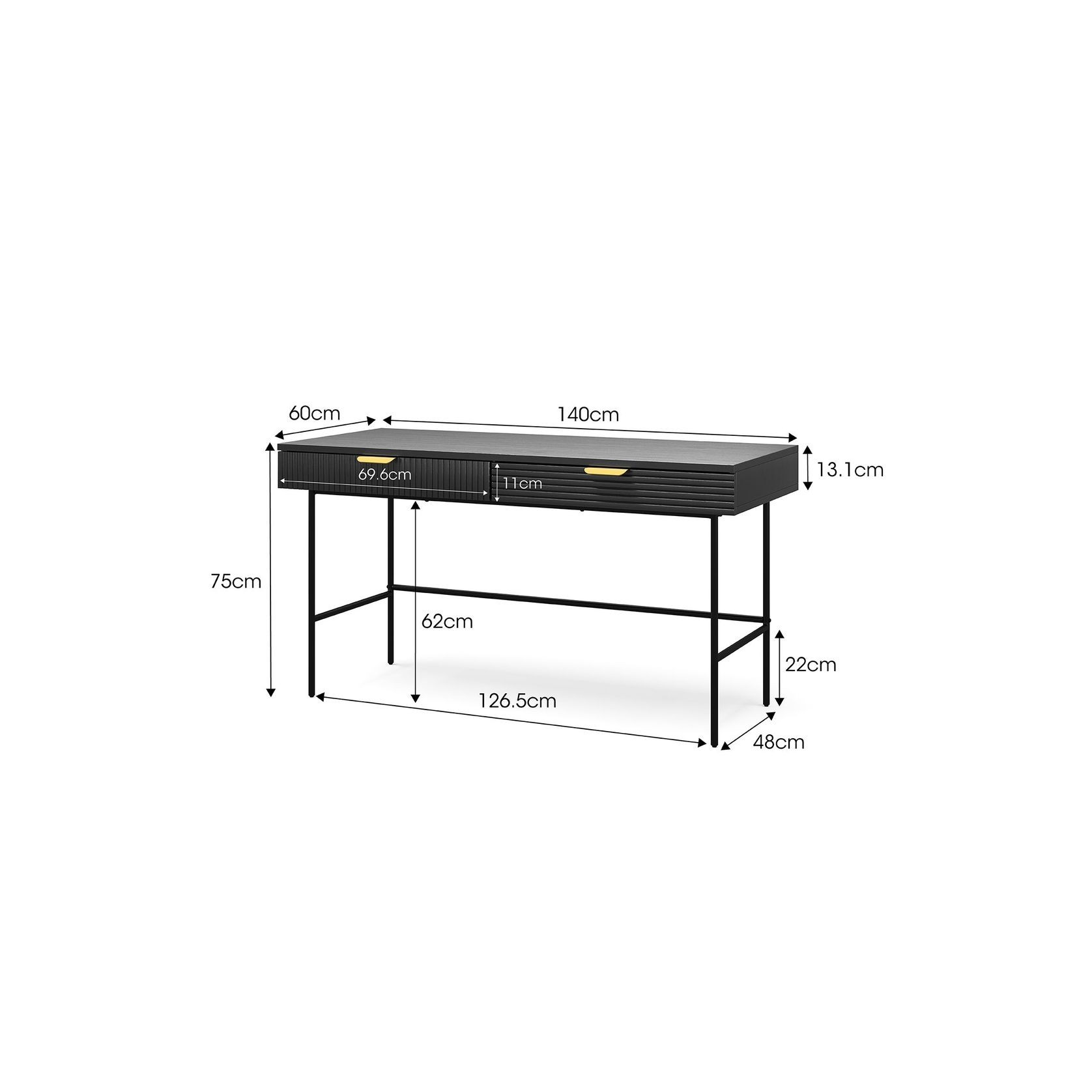 Kina Ripple Slatted Desk | 140cm | Black Oak gallery detail image