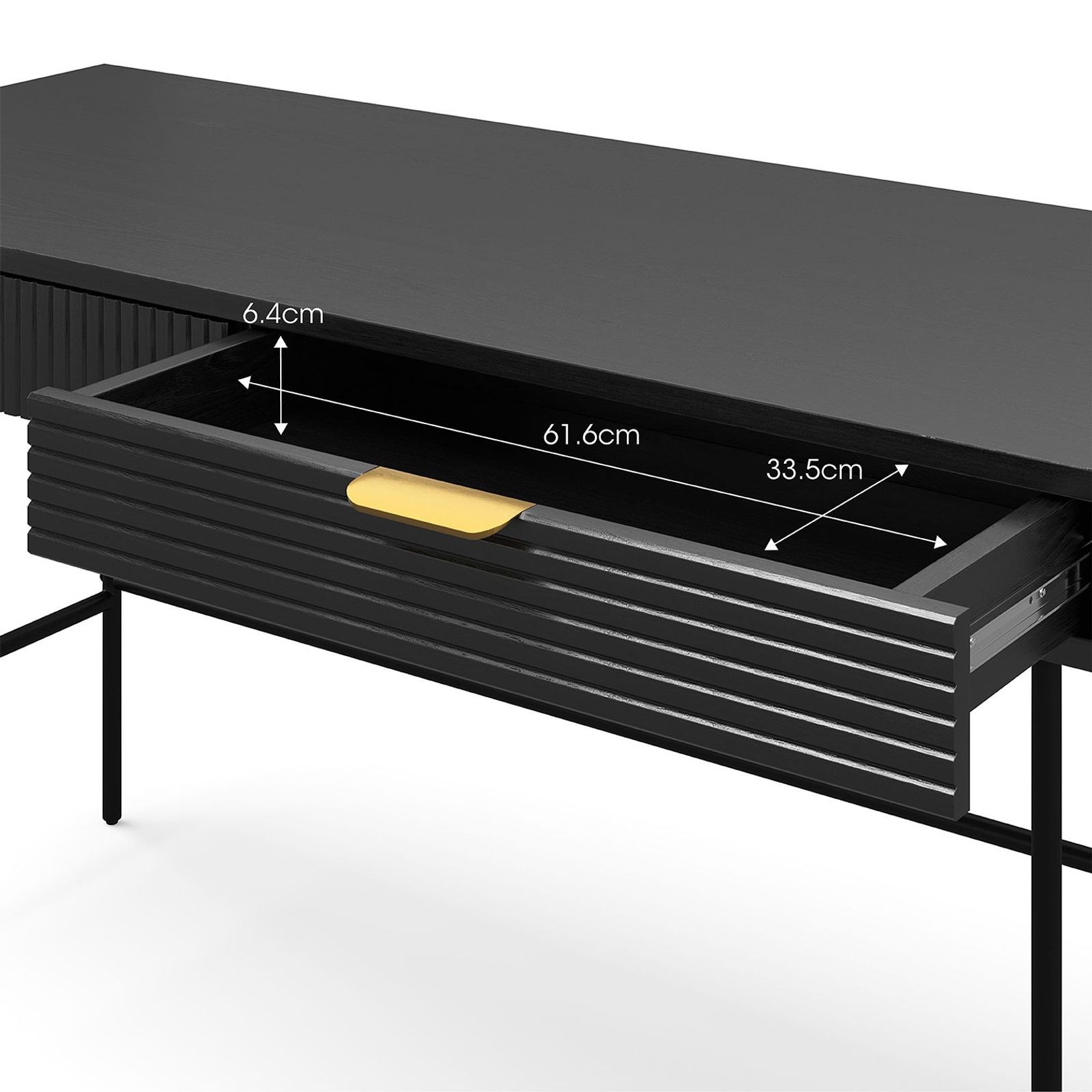 Kina Ripple Slatted Desk | 140cm | Black Oak gallery detail image