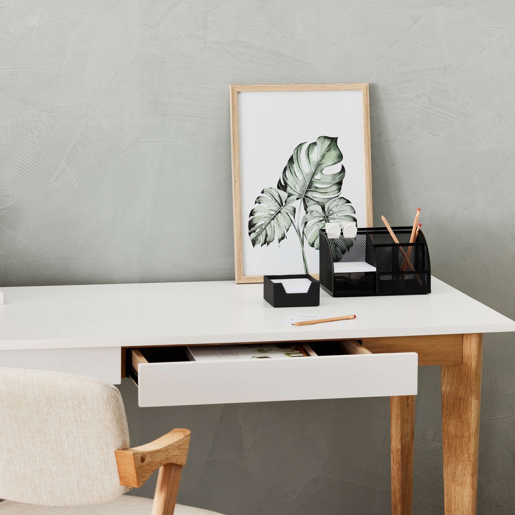 Byron Office Desk | 2 Drawer | Natural Hardwood gallery detail image