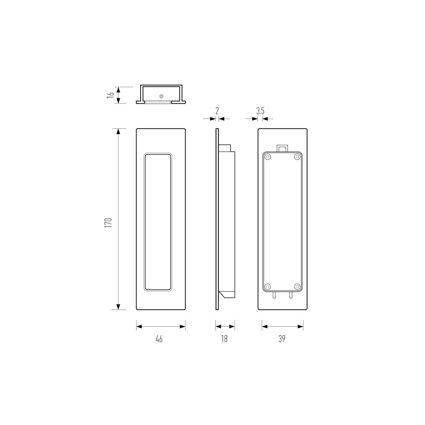 HB675 170mm Offset Flush Pull gallery detail image