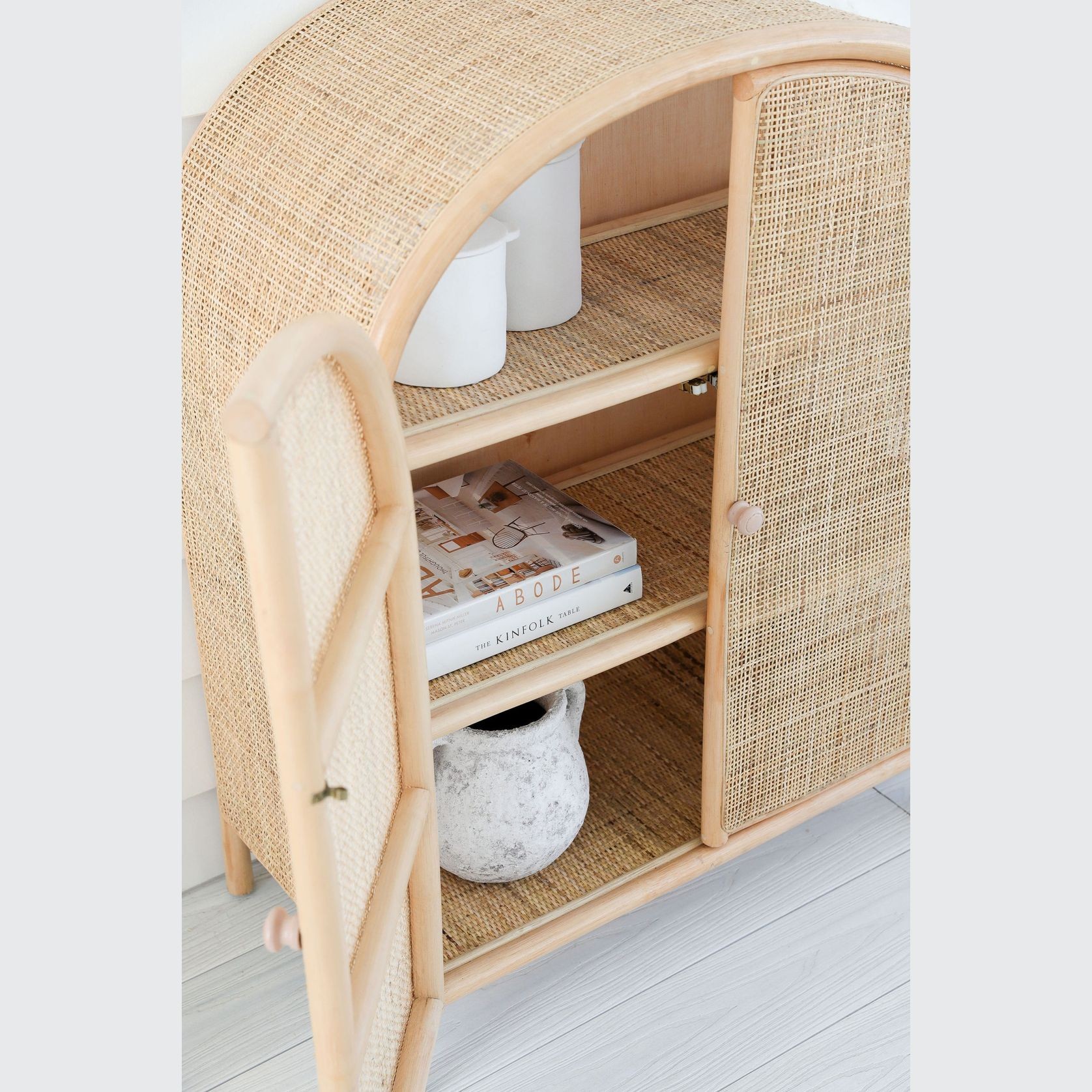 Rattan Arched Kids 2 Door Shelving gallery detail image