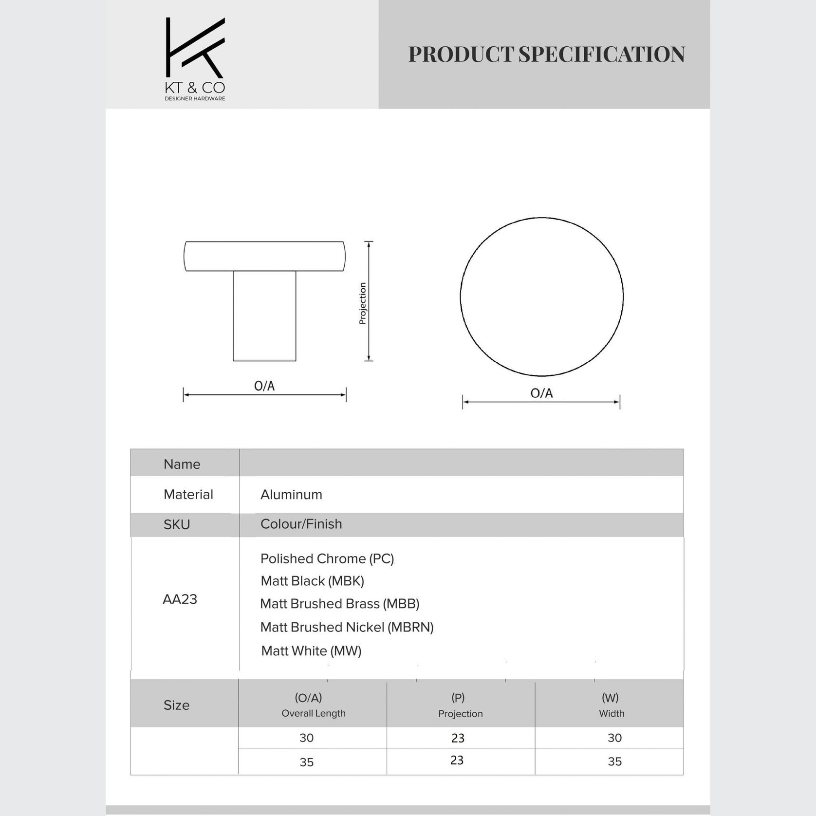 Coffs Harbour Flat Top Drawer Knobs gallery detail image