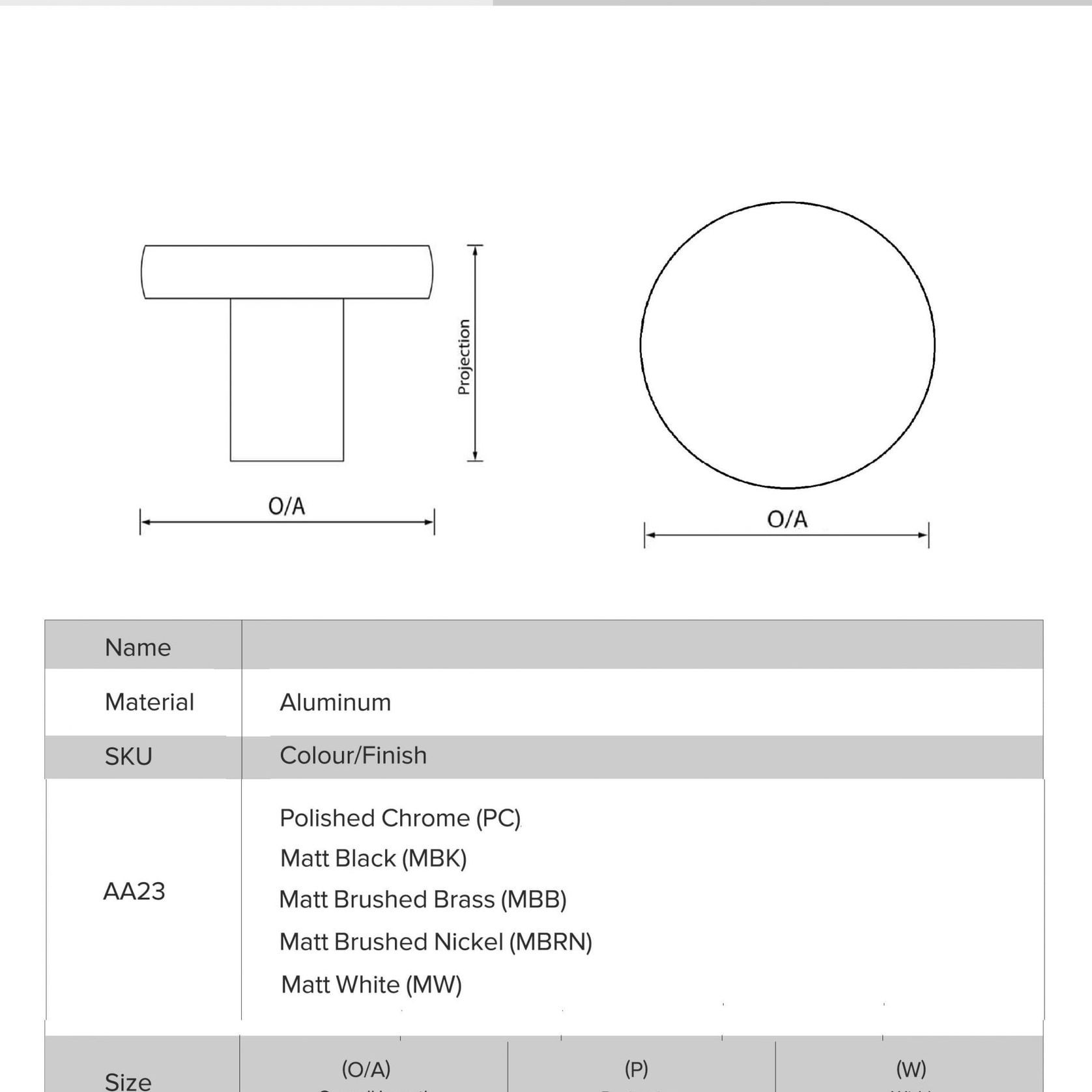 Coffs Harbour Flat Top Drawer Knobs gallery detail image