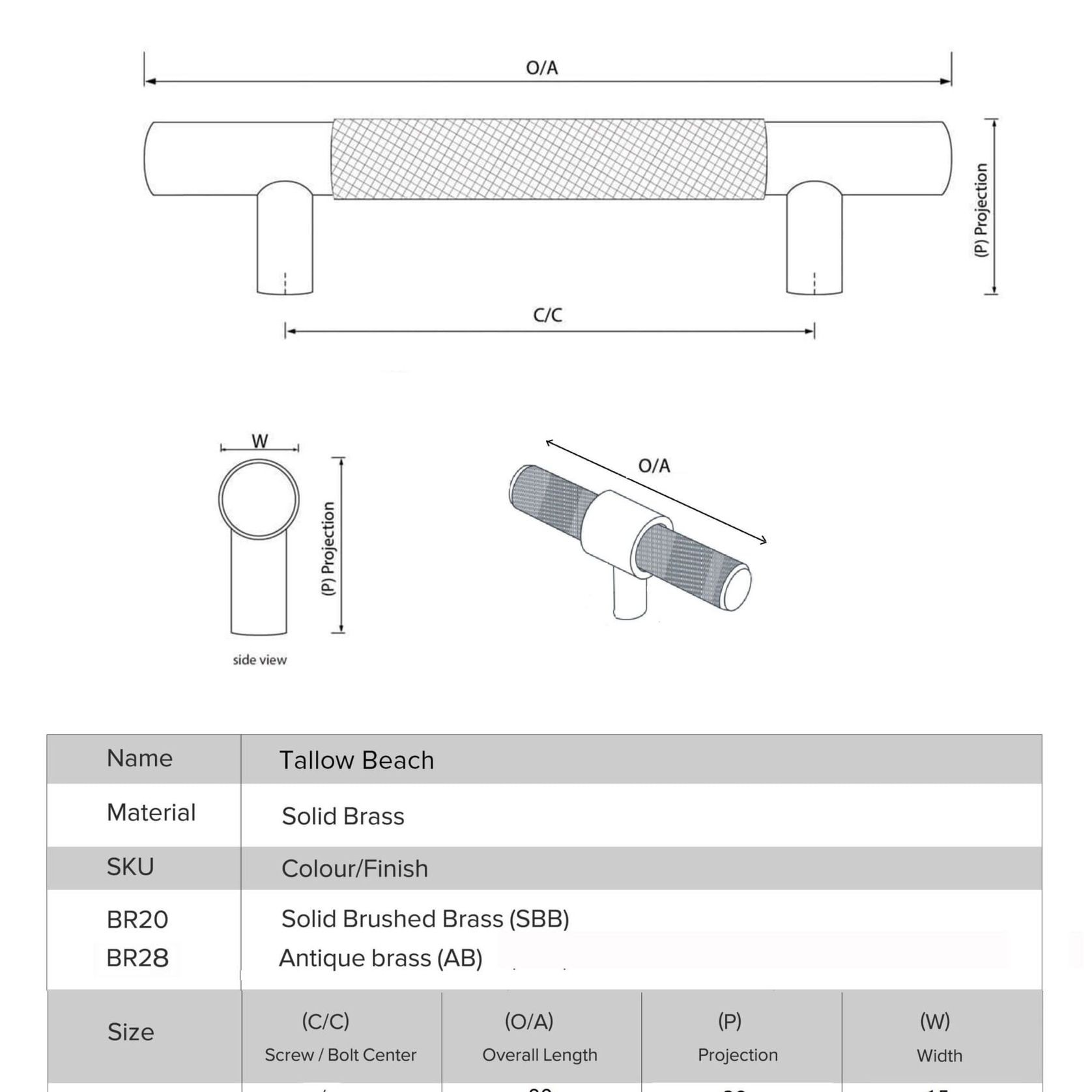 Kitchen Knurled handles solid Brass /aged antique brass Tallow Beach gallery detail image