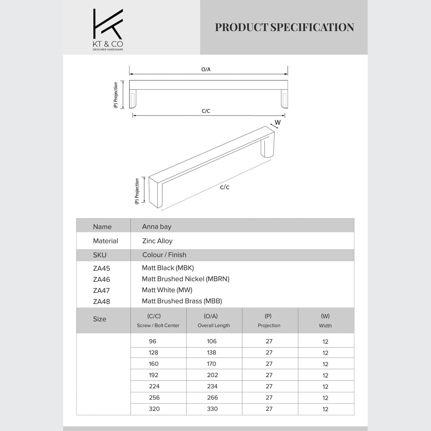 Anna Bay Minimalist Kitchen Handles gallery detail image
