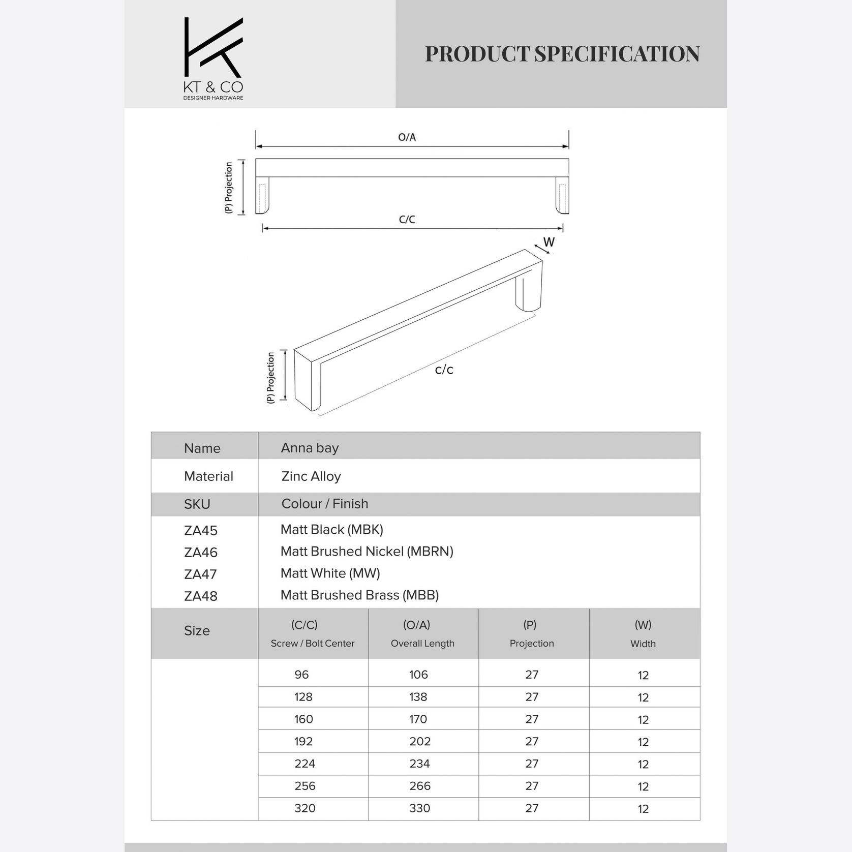 Anna Bay Minimalist Kitchen Handles gallery detail image
