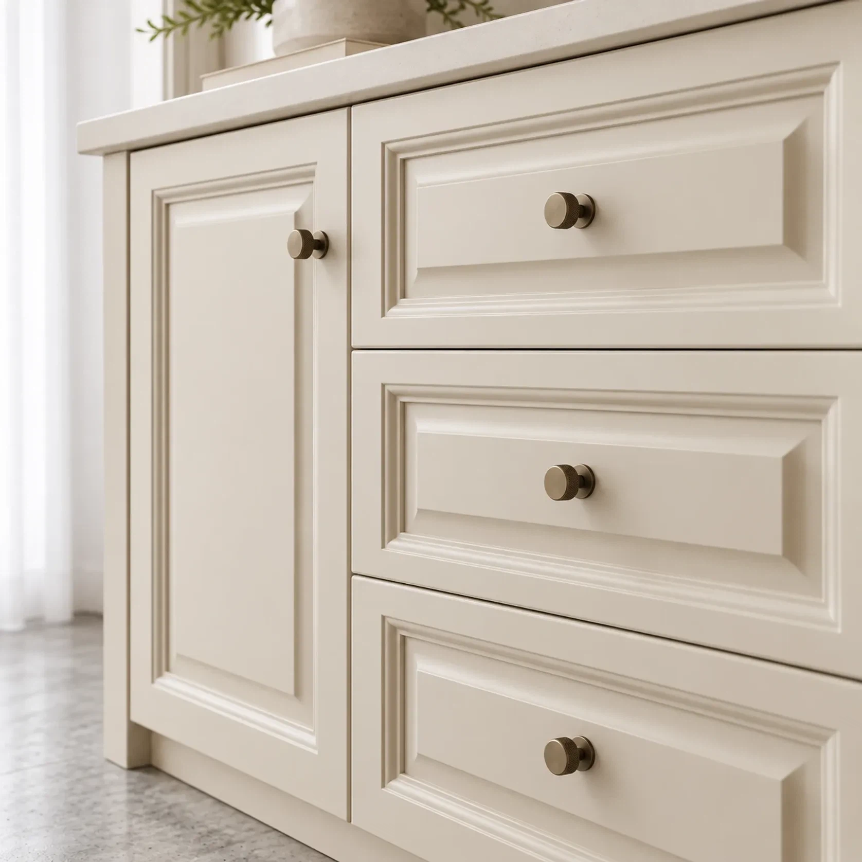 Solid Brass Knurled Kitchen Drawer Knobs gallery detail image