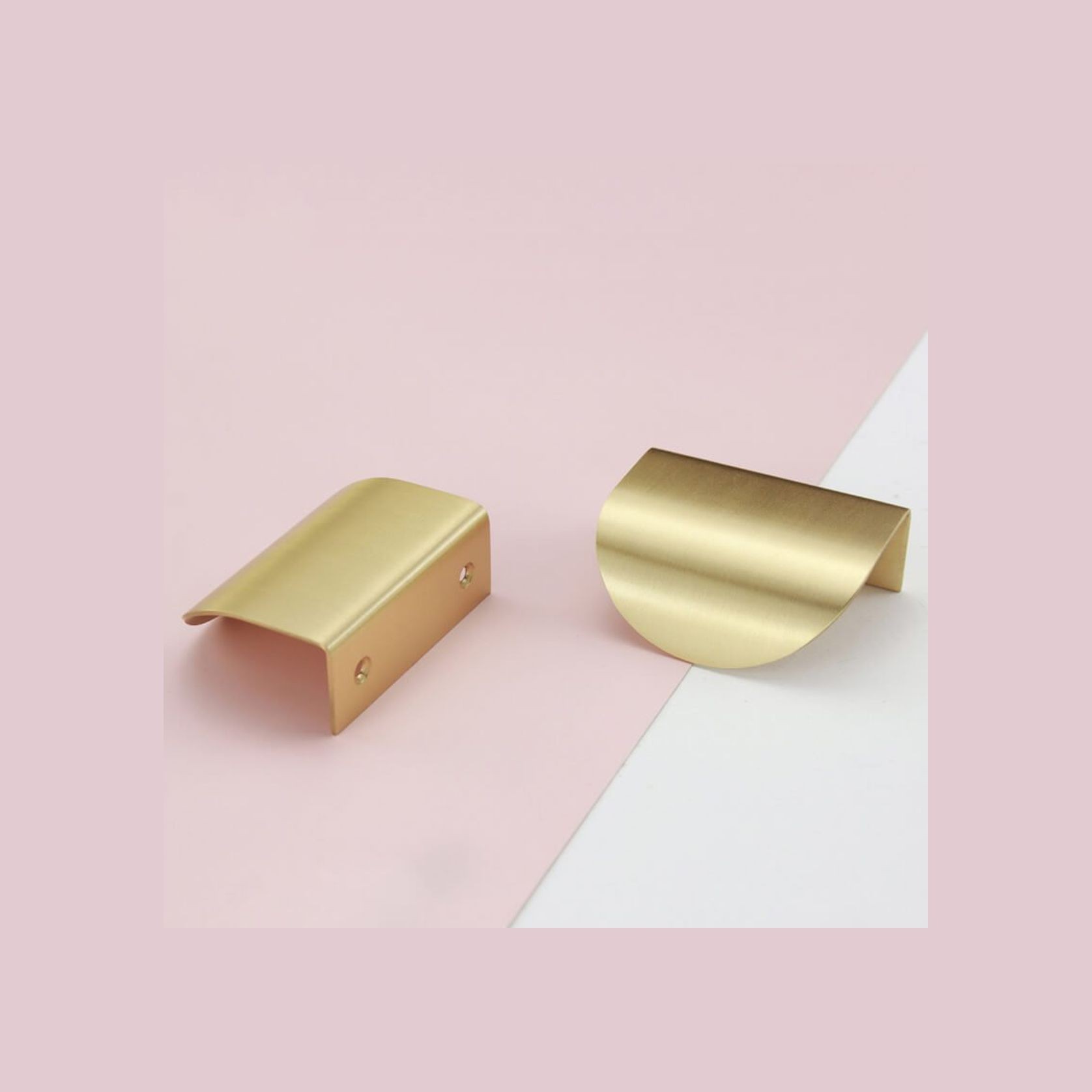 Round Brass Lip Pull Kitchen Handles gallery detail image