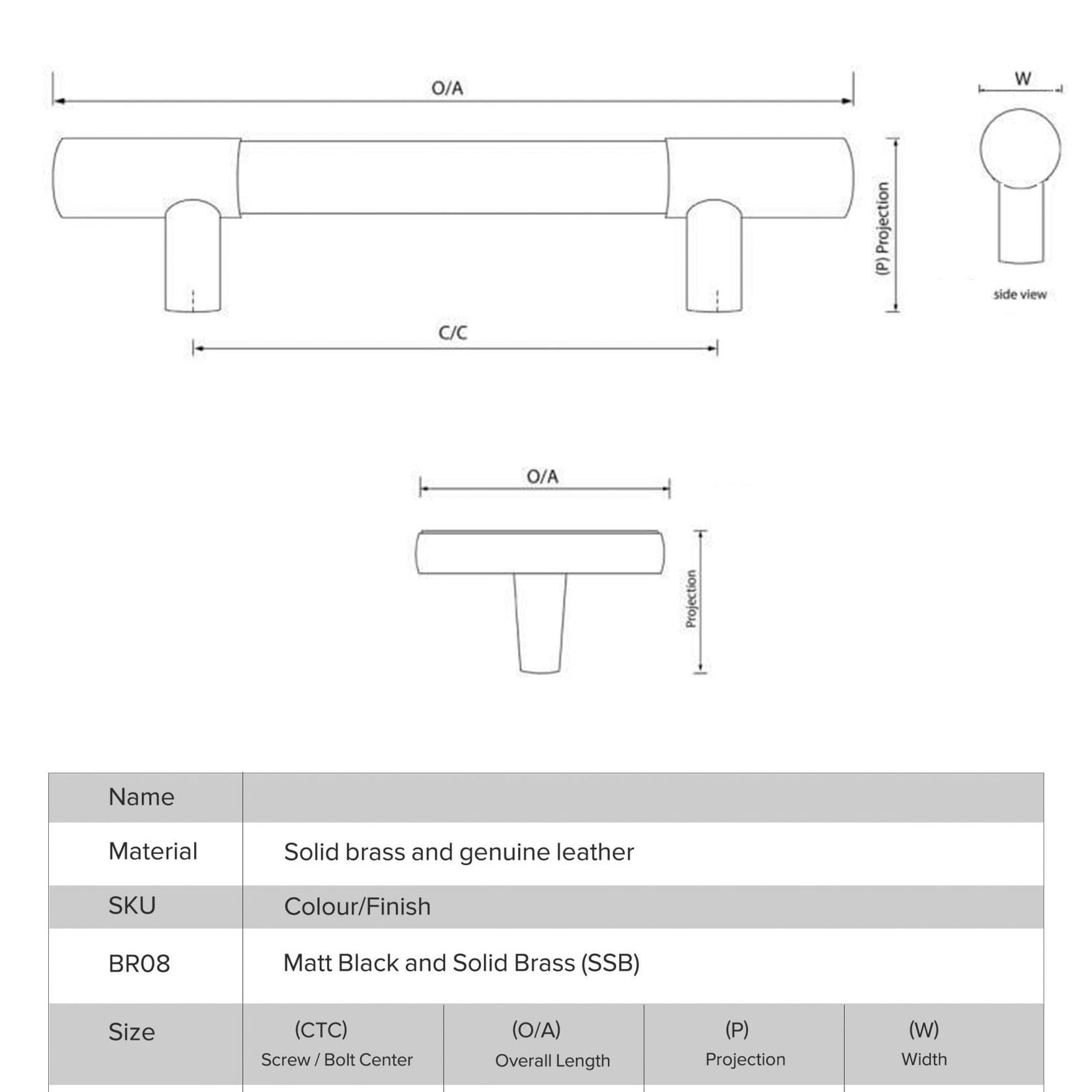 Leather and Solid Brass Drawer Handles gallery detail image