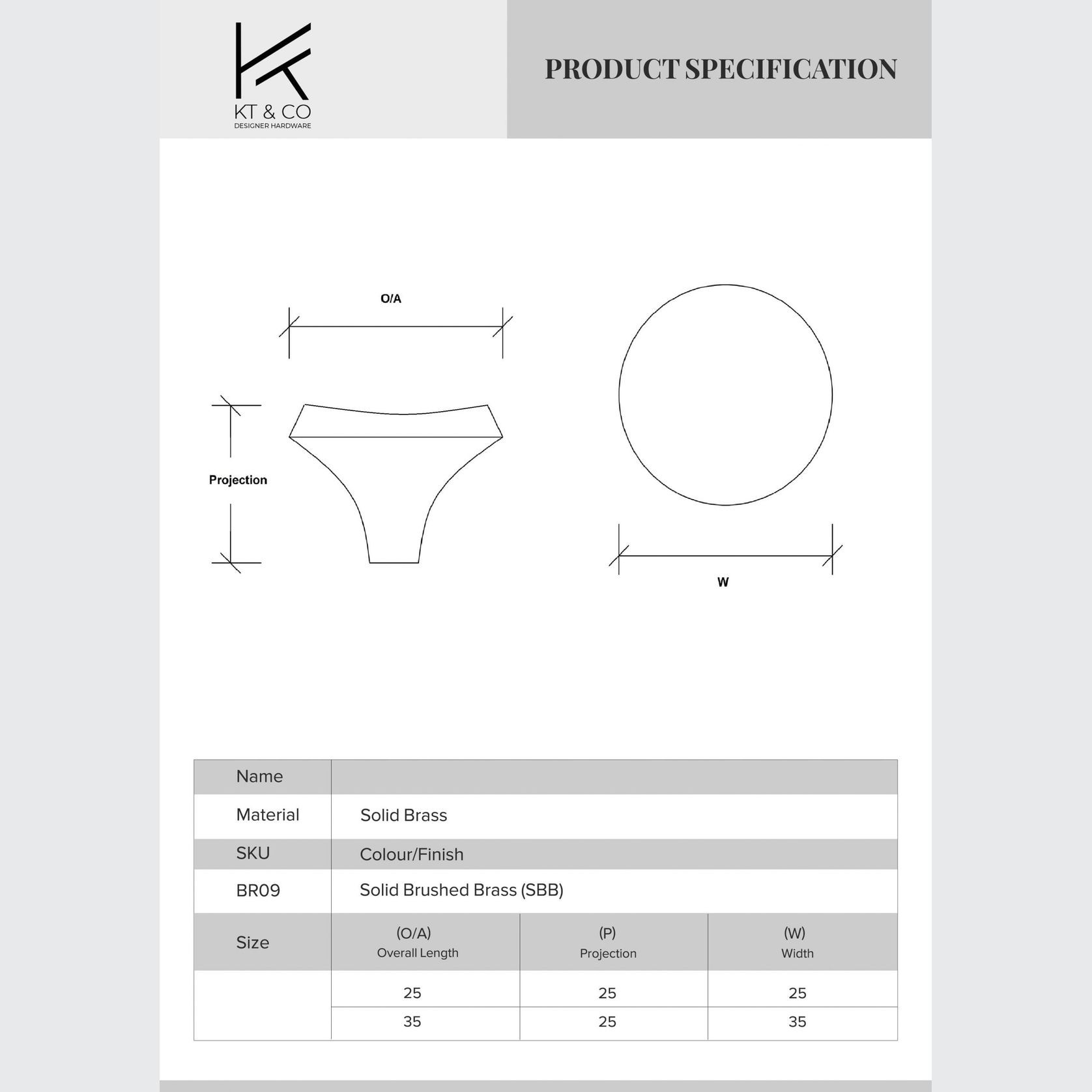 Round Solid Brass Kitchen Knobs gallery detail image