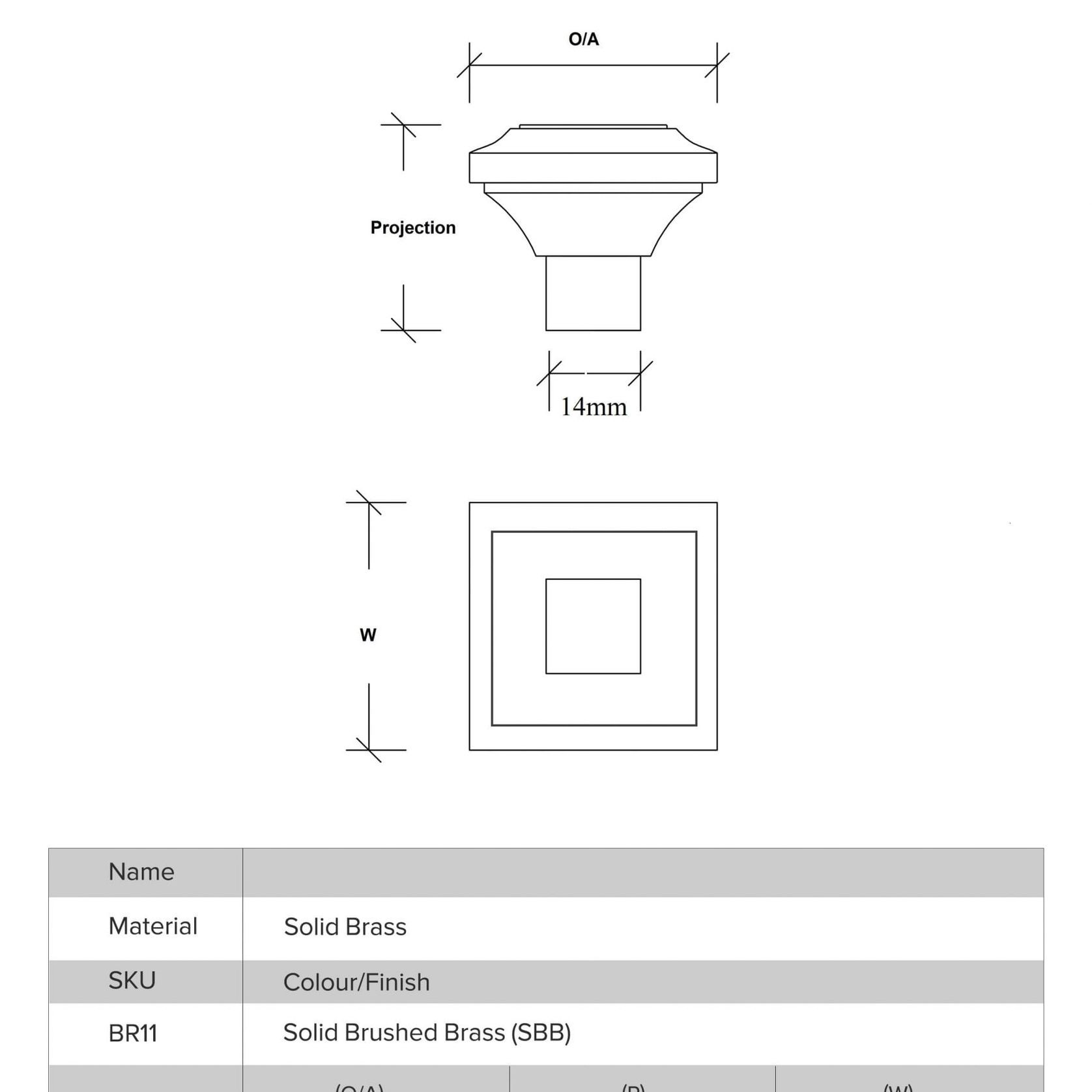 Square Solid Brass Drawer Knobs gallery detail image