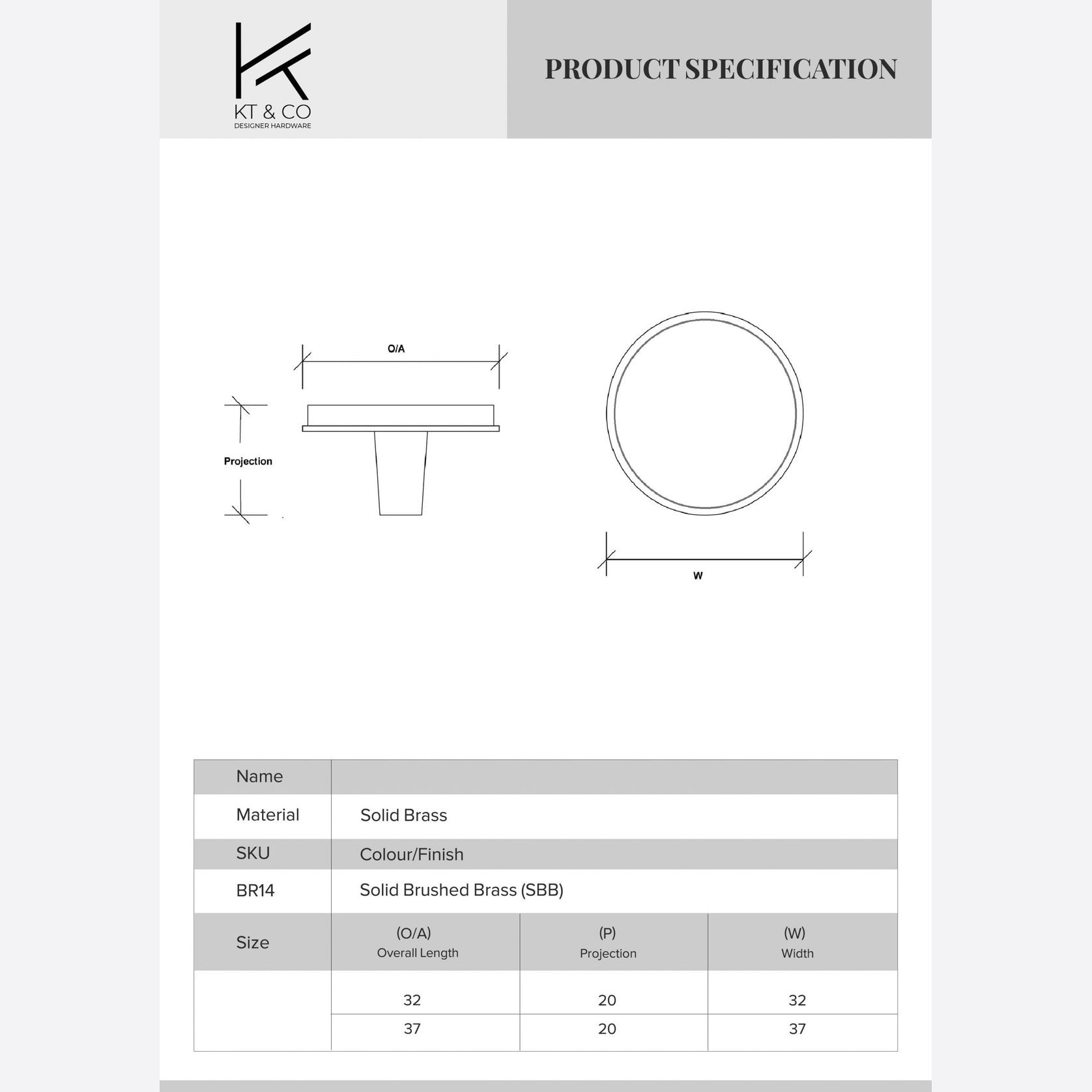 Kitchen Round Knobs Solid Brass - 32mm & 37mm gallery detail image