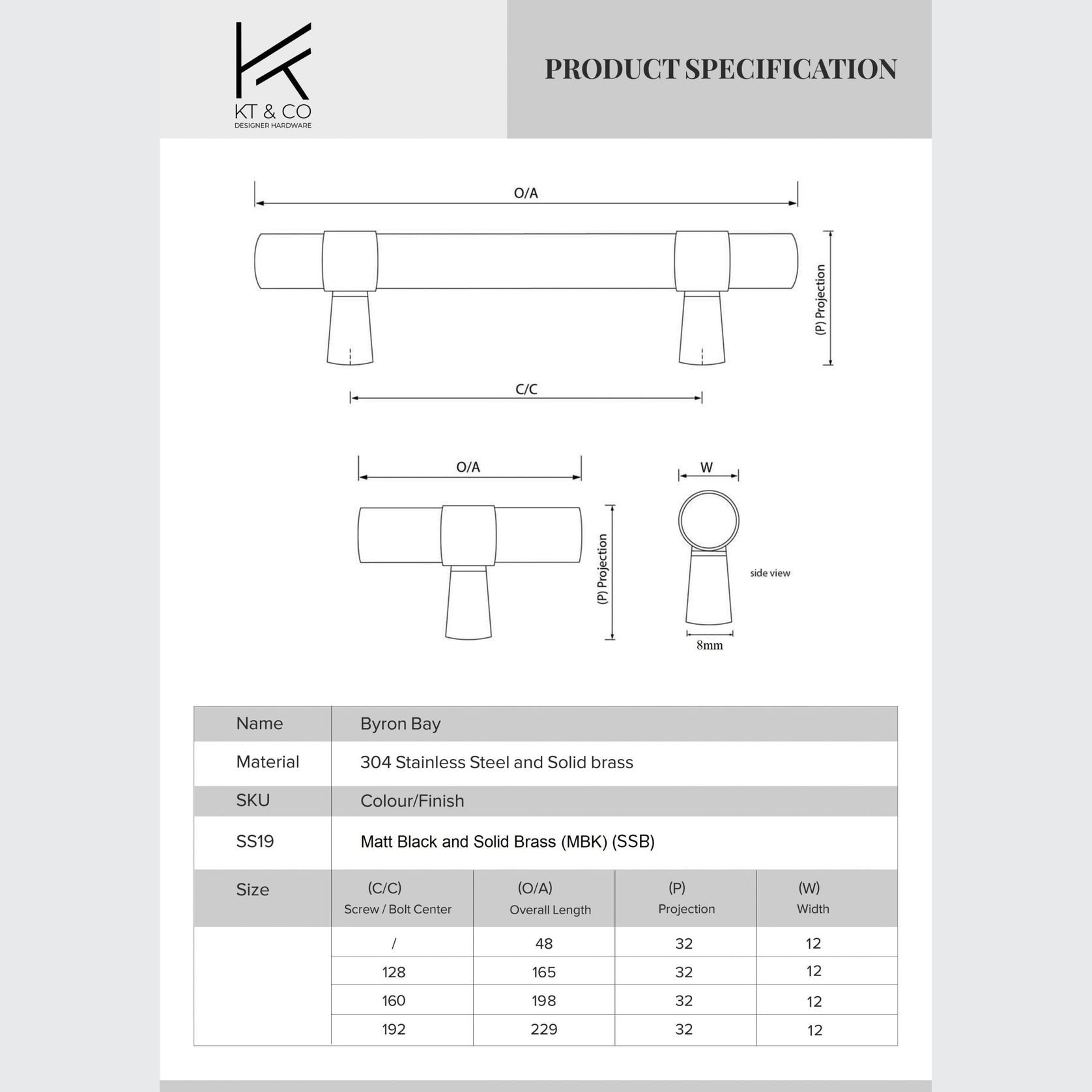 Byron Bay Black and Brass Pull Handles gallery detail image