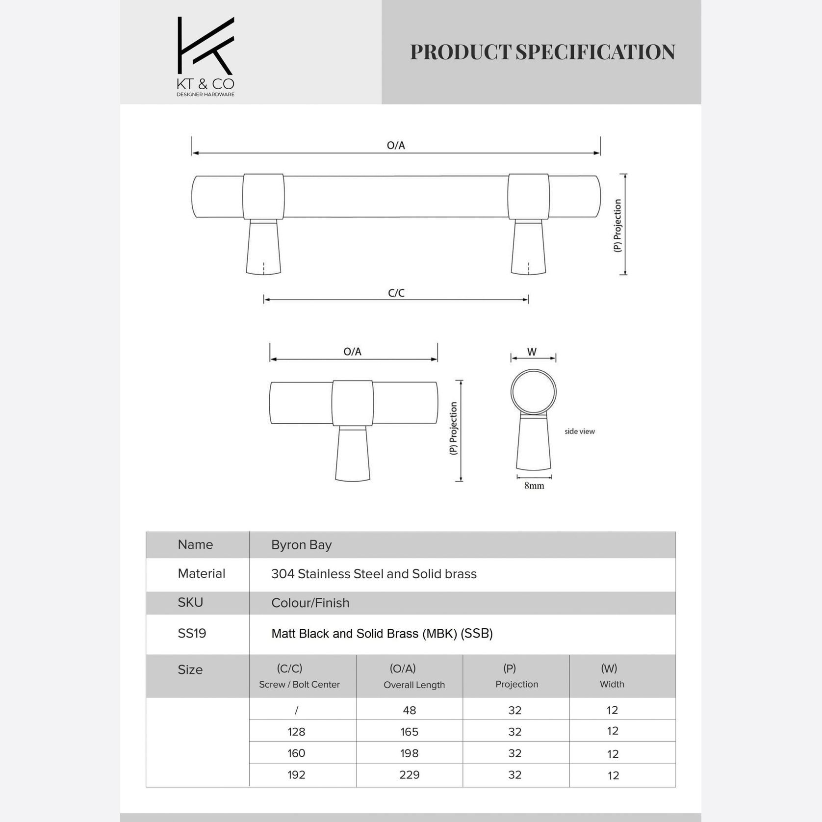 Byron Bay Black and Brass Pull Handles gallery detail image