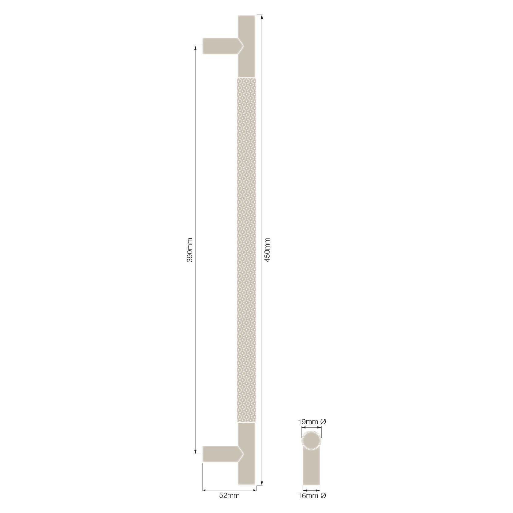 Textured Solid Brass Pull Handle - Diamond Knurled gallery detail image