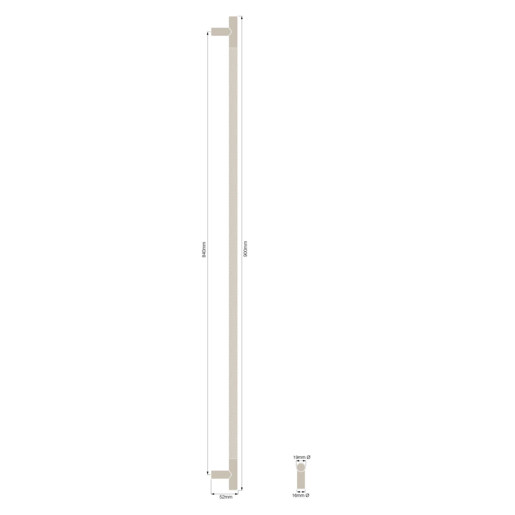 Textured Solid Brass Pull Handle - Diamond Knurled gallery detail image