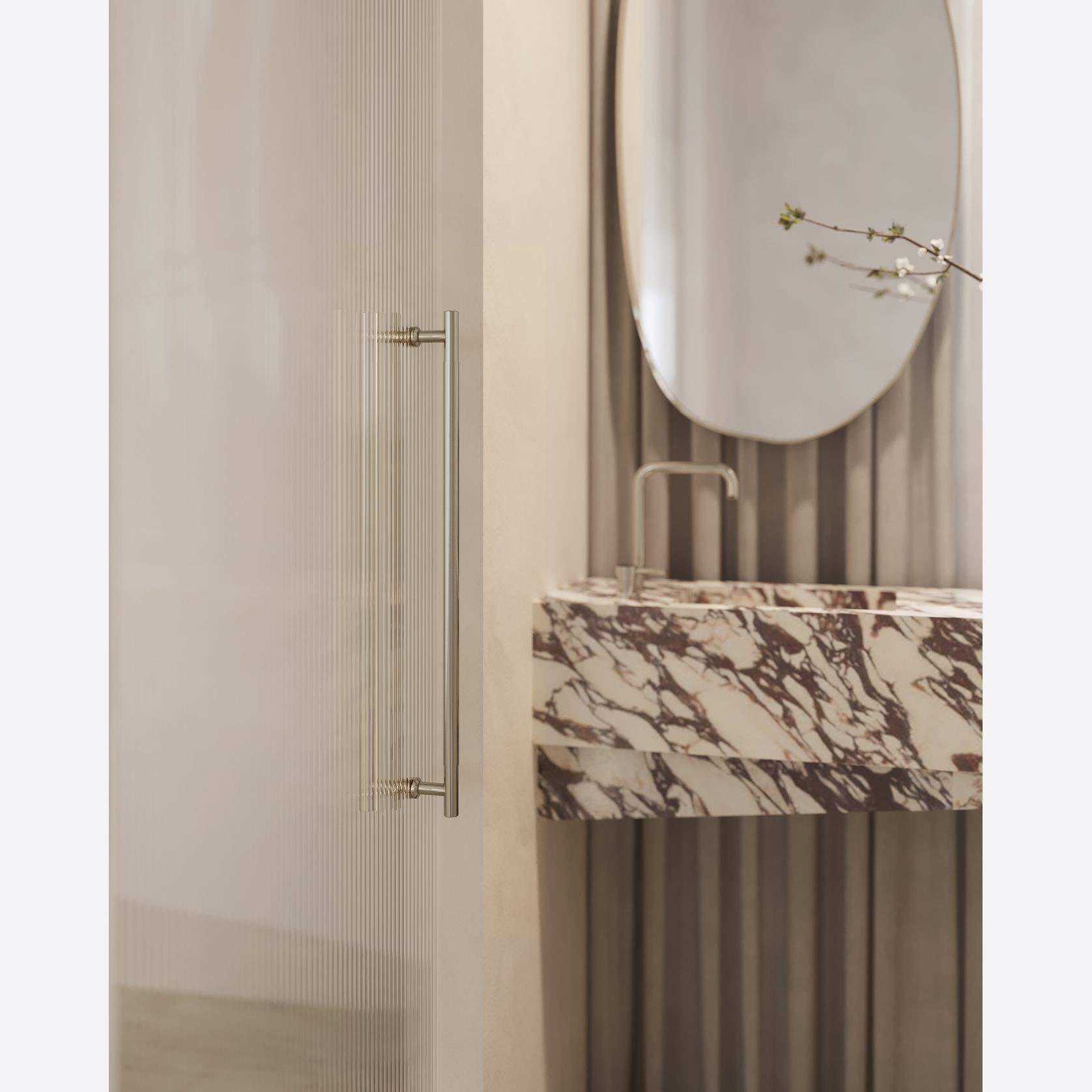 Textured Solid Brass Pull Handle - Plain gallery detail image