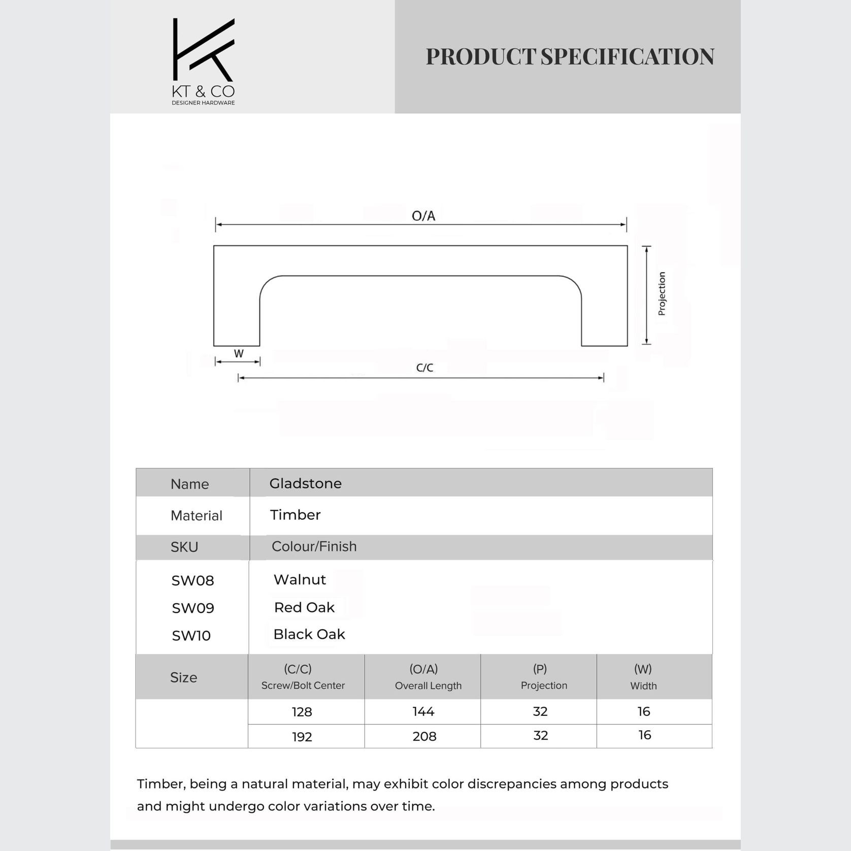Gladstone Natural Timber Cabinet Handles gallery detail image