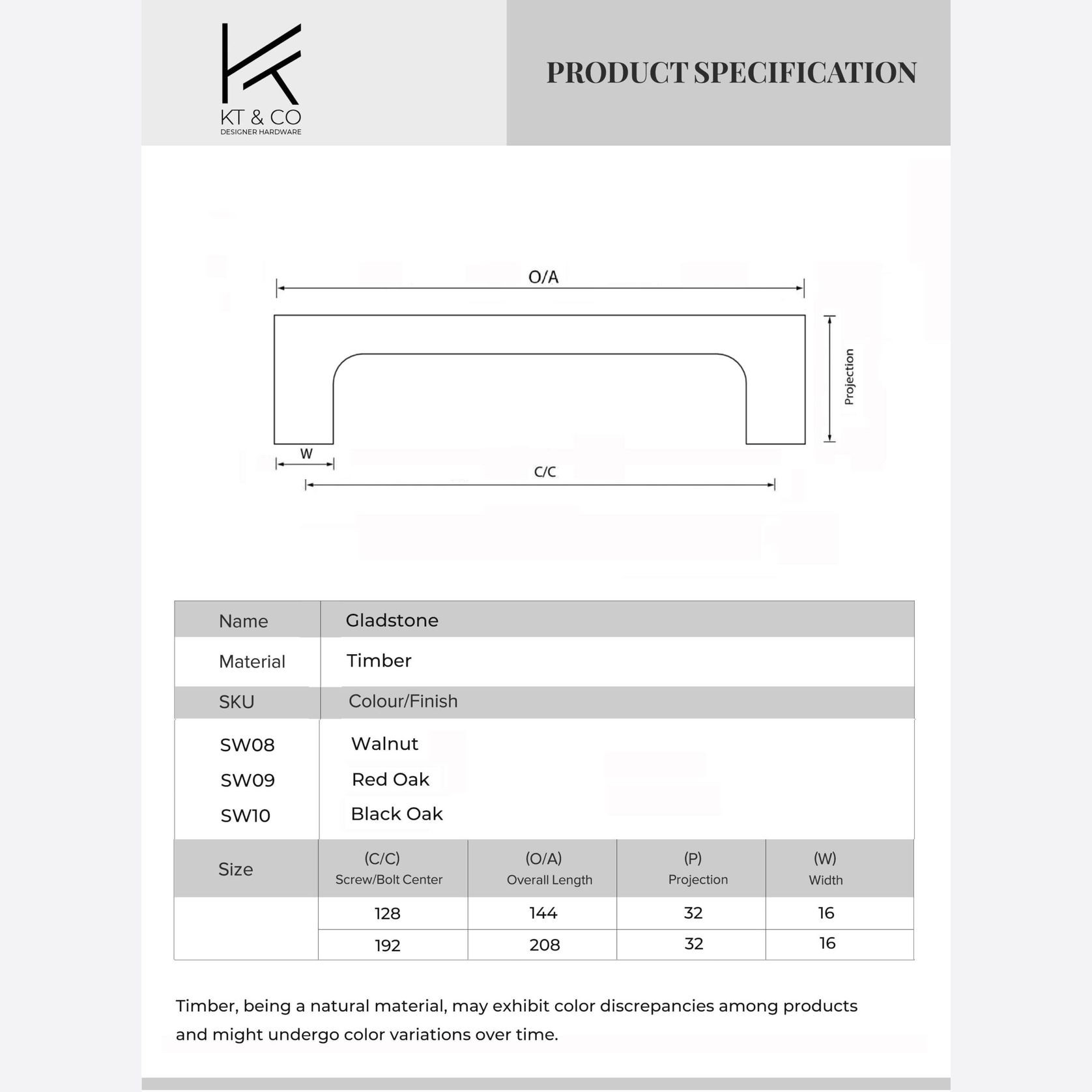 Gladstone Natural Timber Cabinet Handles gallery detail image