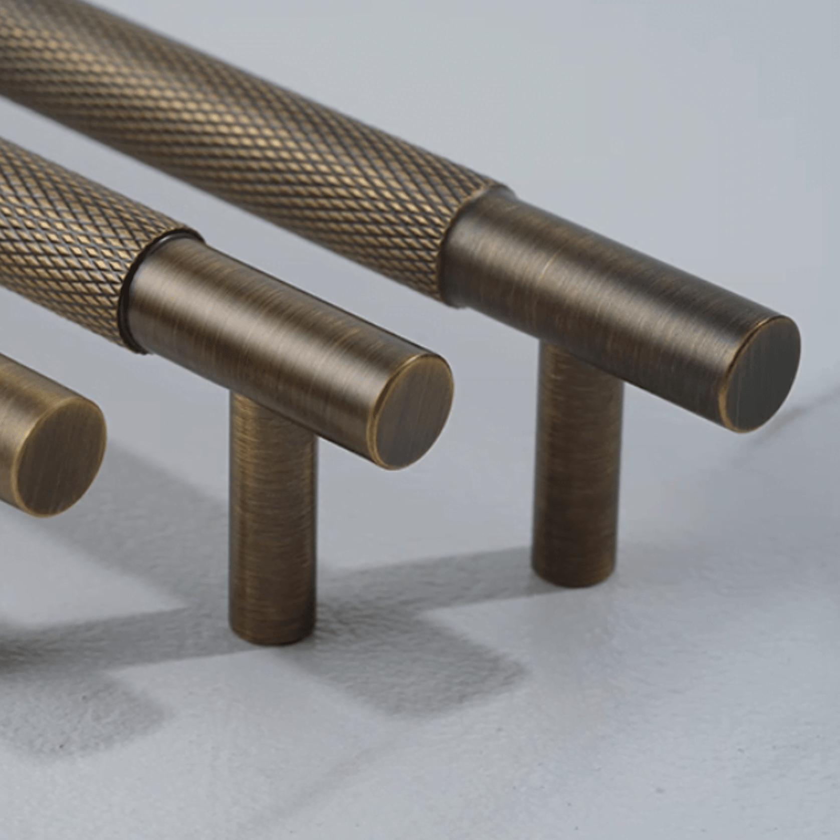 Kitchen Knurled handles solid Brass /aged antique brass Tallow Beach gallery detail image