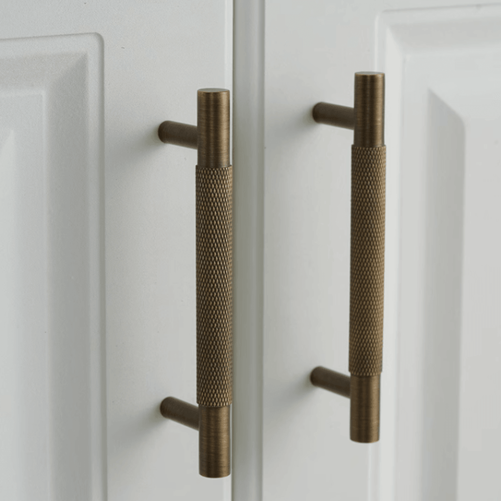 Kitchen Knurled handles solid Brass /aged antique brass Tallow Beach gallery detail image