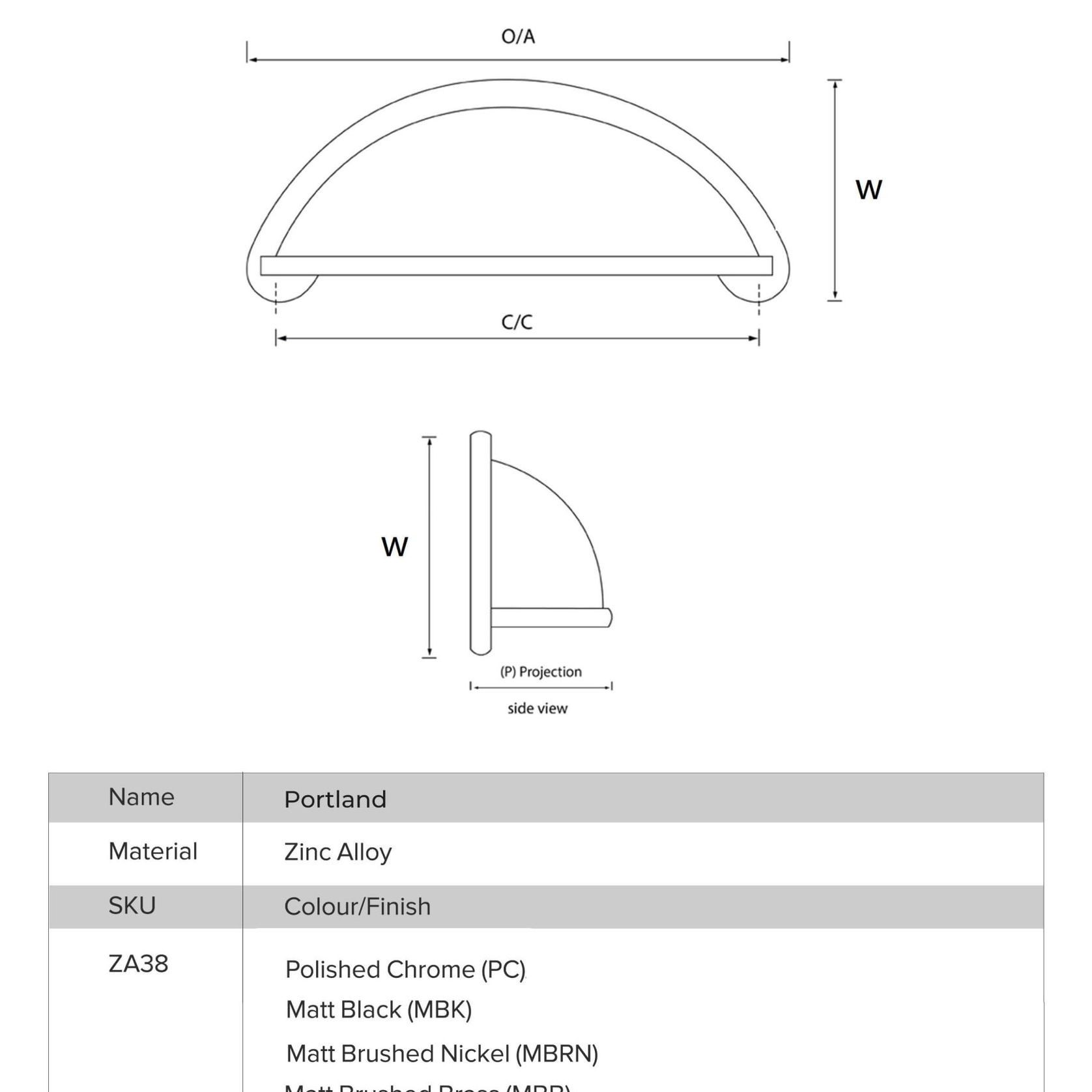 Portland Hampton Style Cup Pull Handles (76mm) gallery detail image