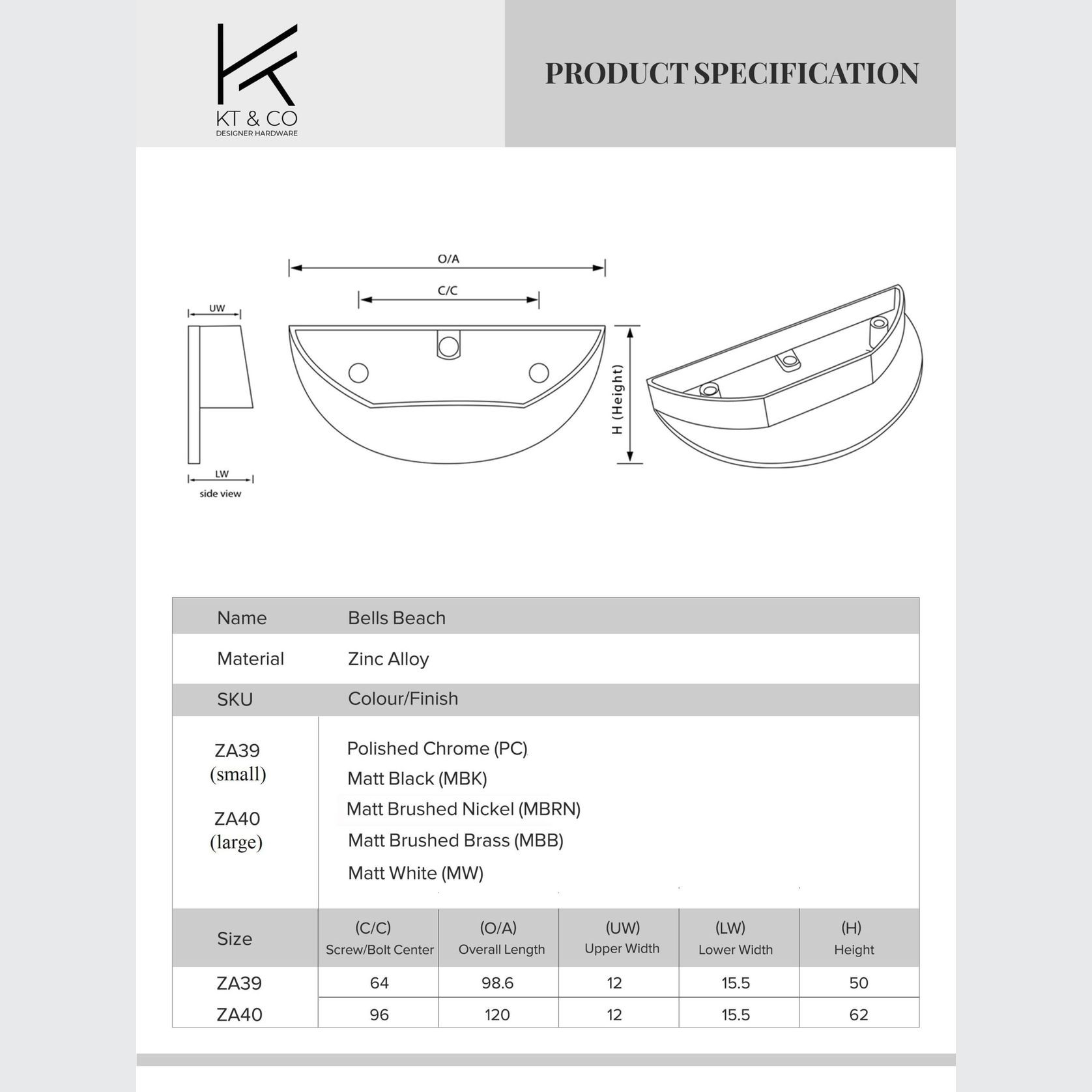 Bells Beach Half Moon Pull Drawer Handles gallery detail image