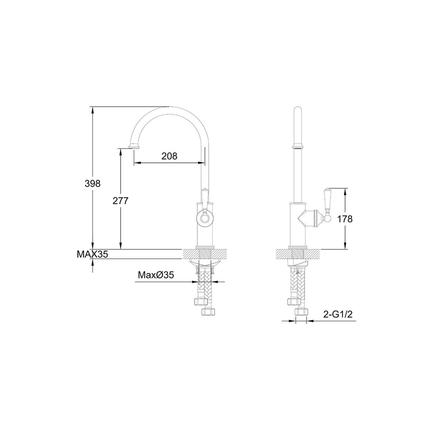 Roman Gooseneck Swivel Kitchen Mixer Oil Rubbed Bronze gallery detail image