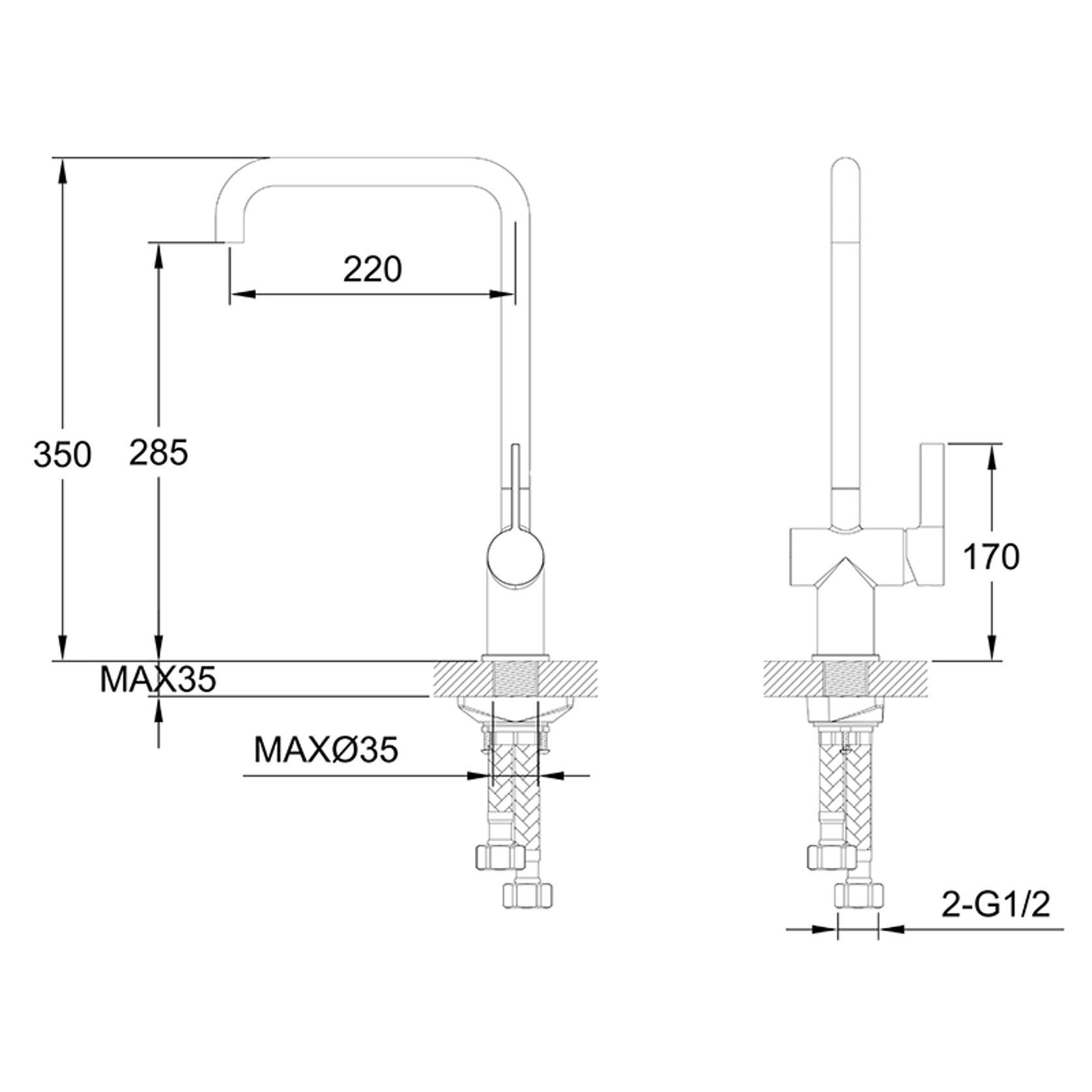 Urban Straight Neck Kitchen Mixer Gun Metal gallery detail image