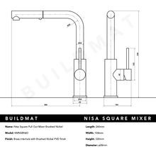Nisa Square Pull Out Mixer Brushed Nickel gallery detail image