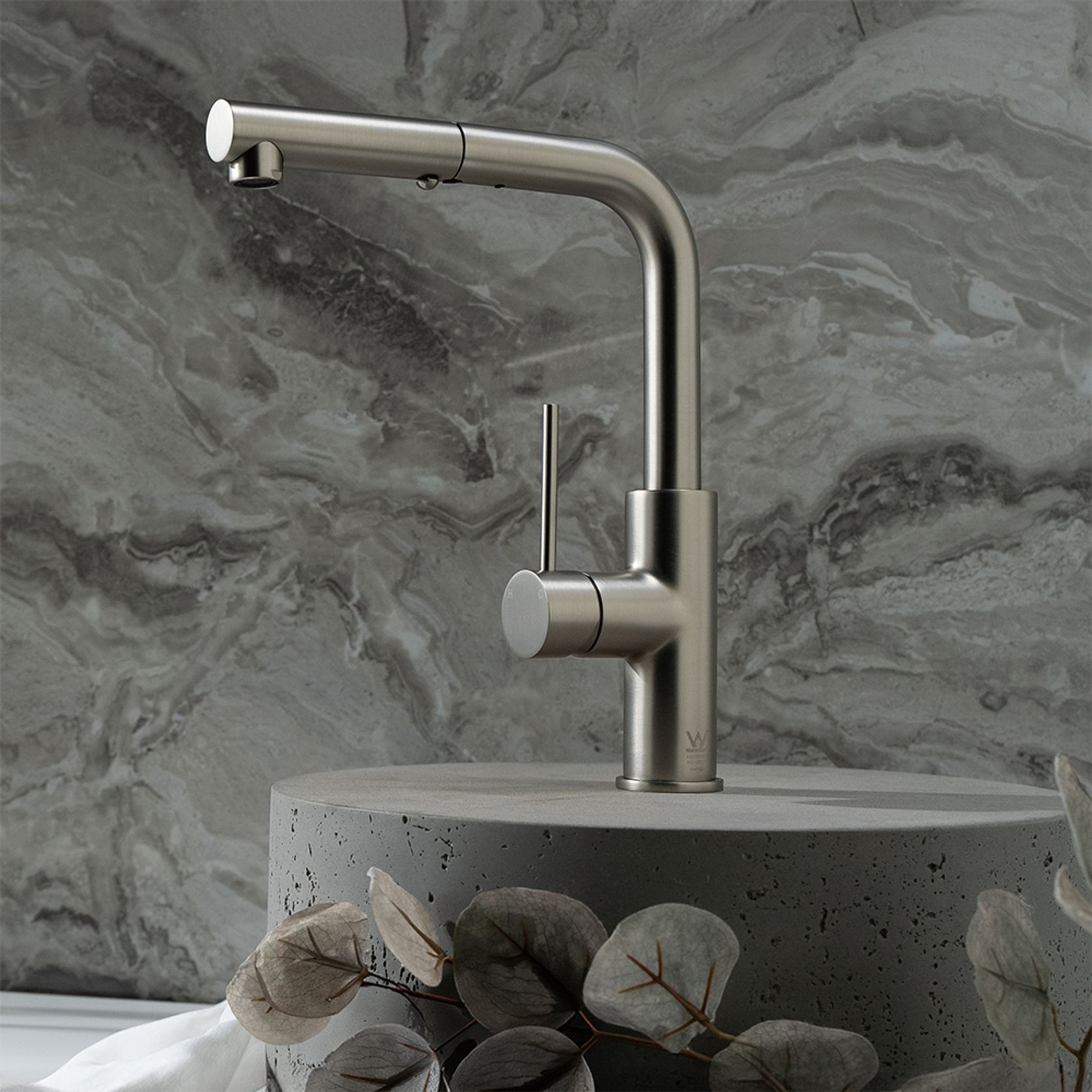 Nisa Square Pull Out Mixer Brushed Nickel gallery detail image