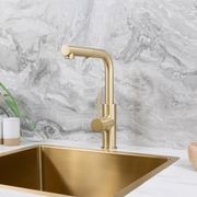 Nisa Square Pull Out Mixer Brushed Brass Gold gallery detail image