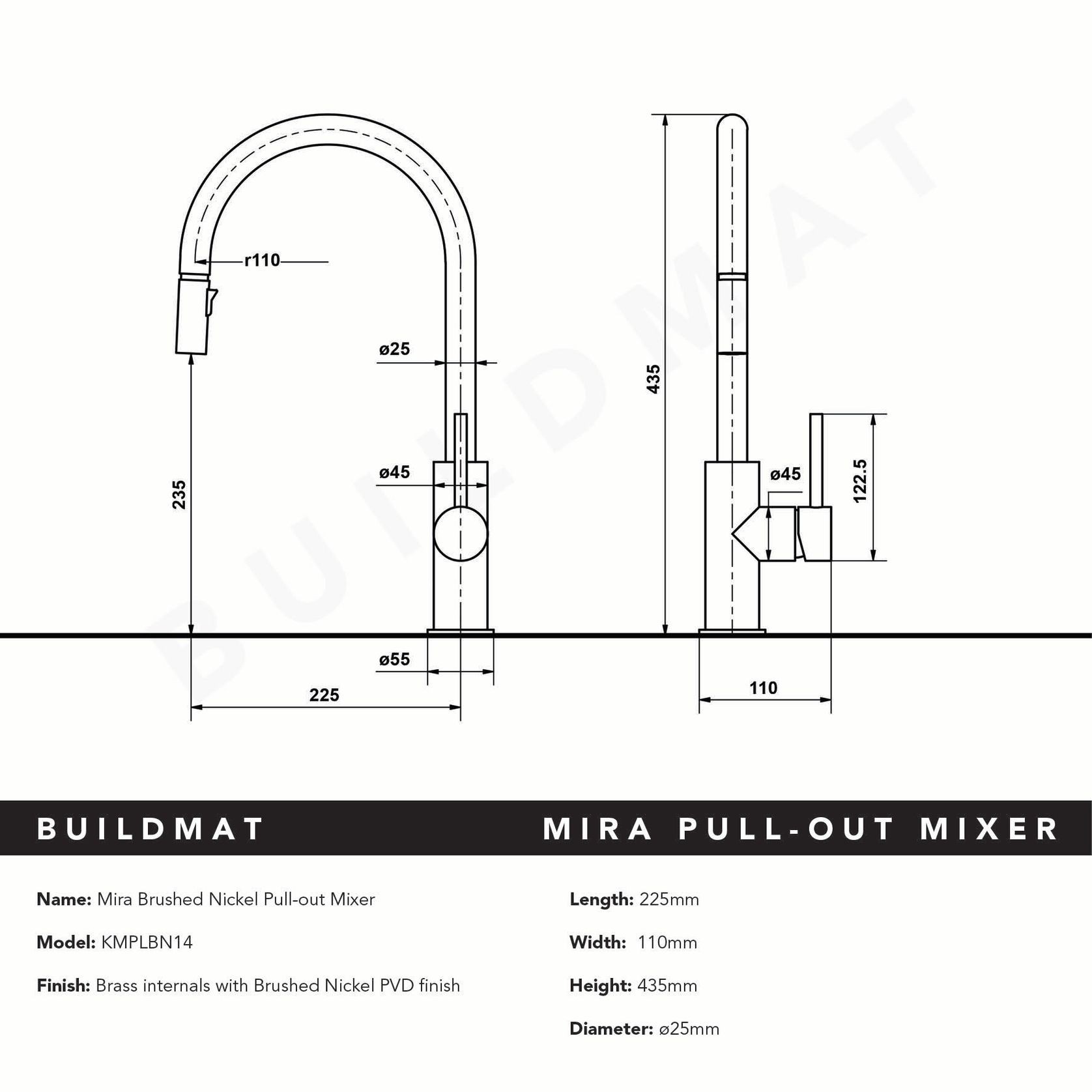 Mira Brushed Nickel Pull Out Mixer gallery detail image