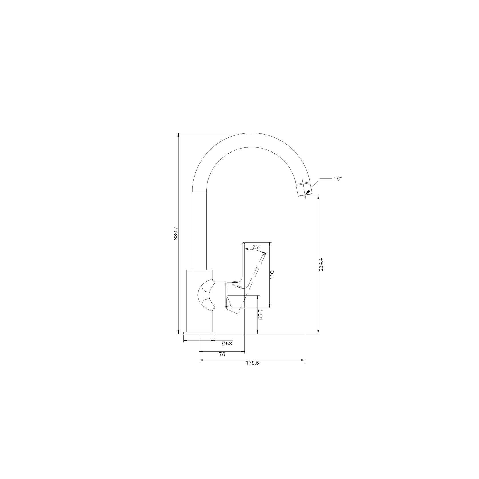 Bianca Kitchen Mixer Gooseneck Spout | Brushed Gold gallery detail image