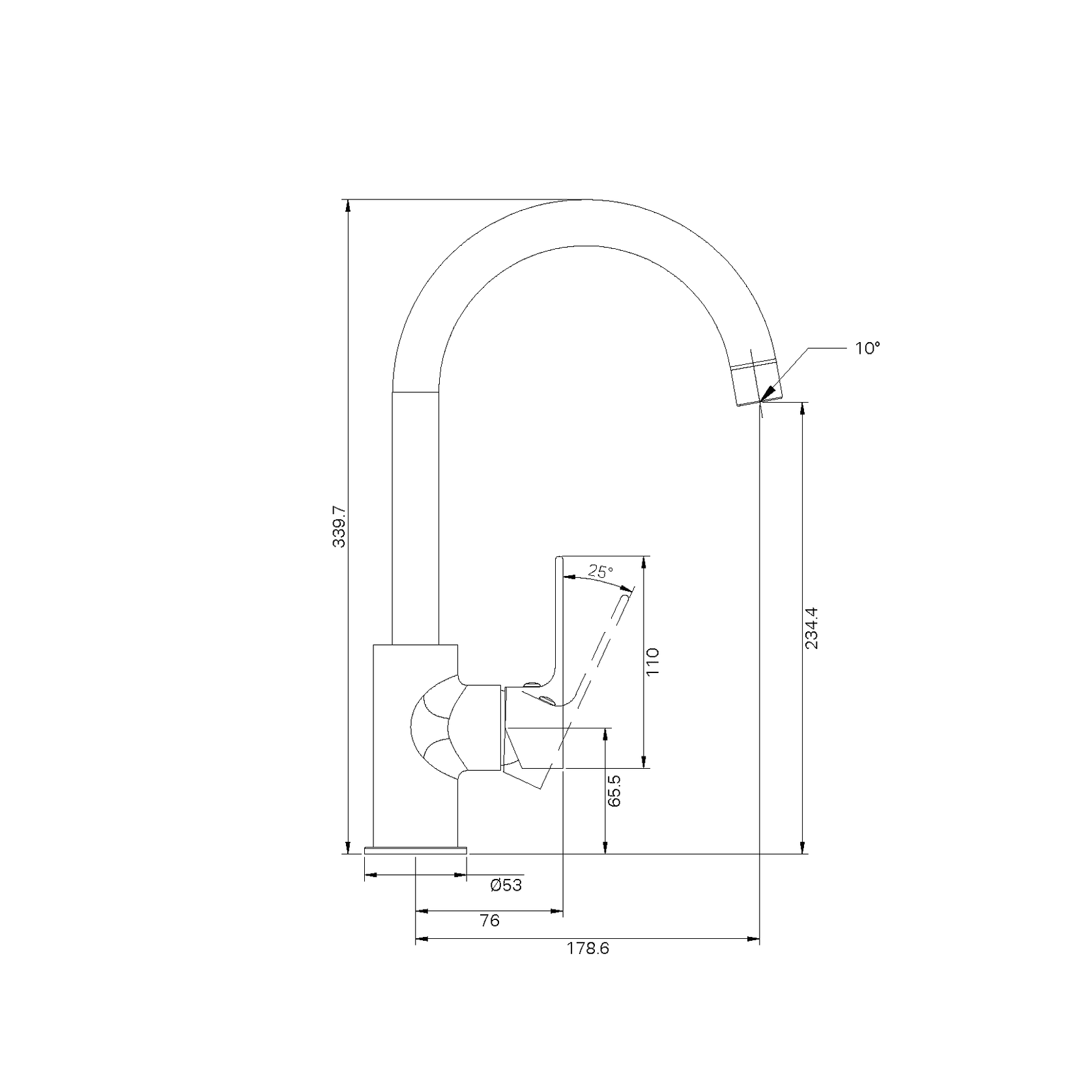 Bianca Kitchen Mixer Gooseneck Spout | Chrome gallery detail image