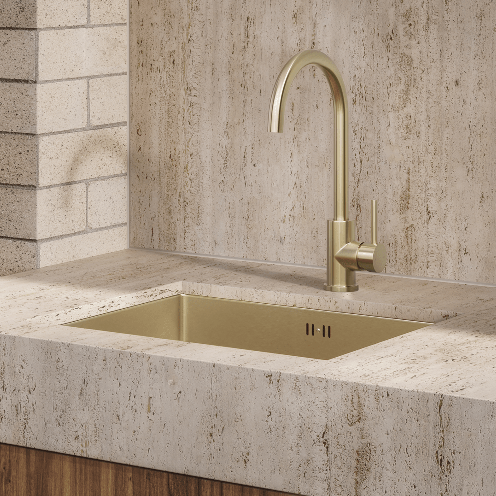 Sola Outdoor Kitchen Mixer | Brushed Brass gallery detail image