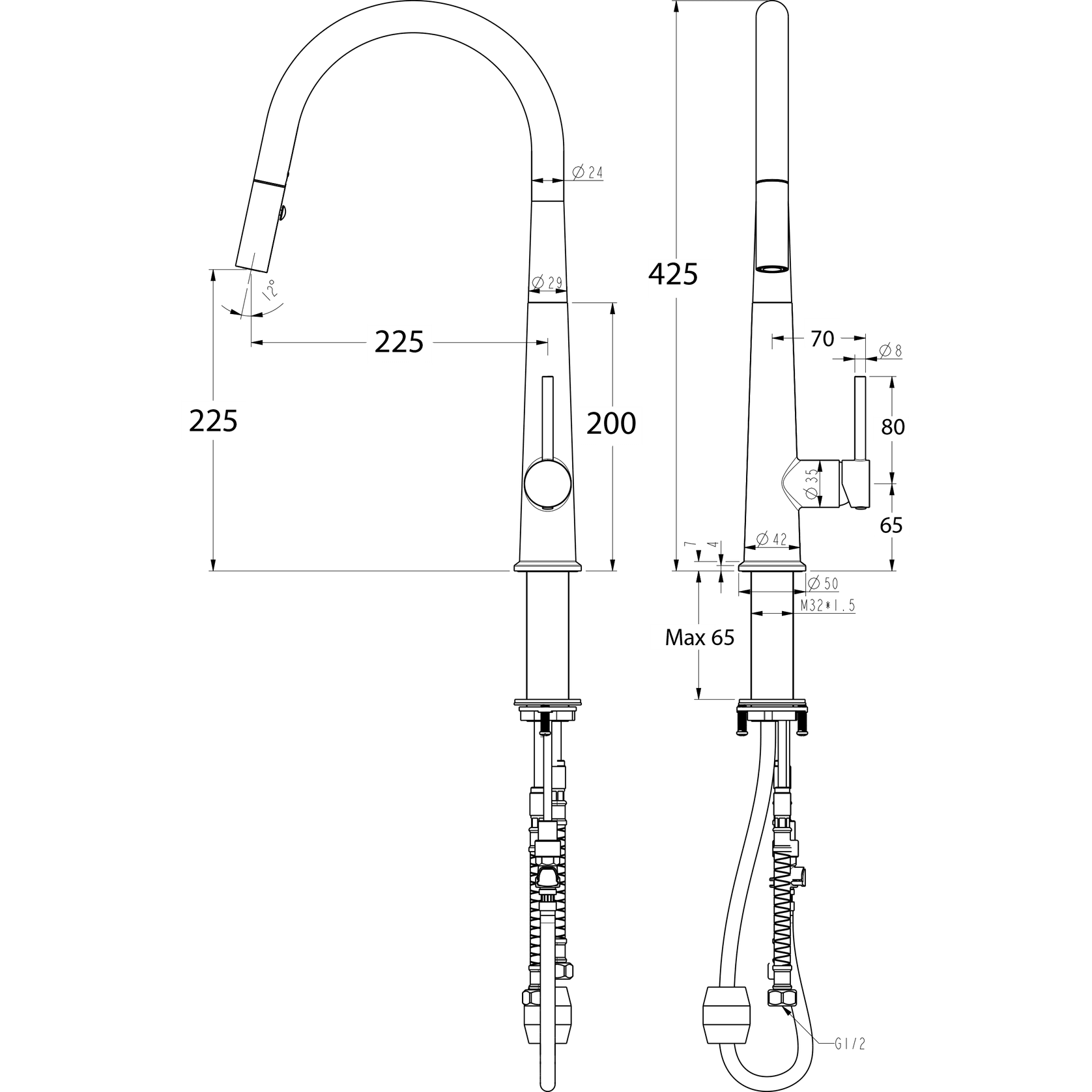 Apollo Pull Out Sink Mixer gallery detail image