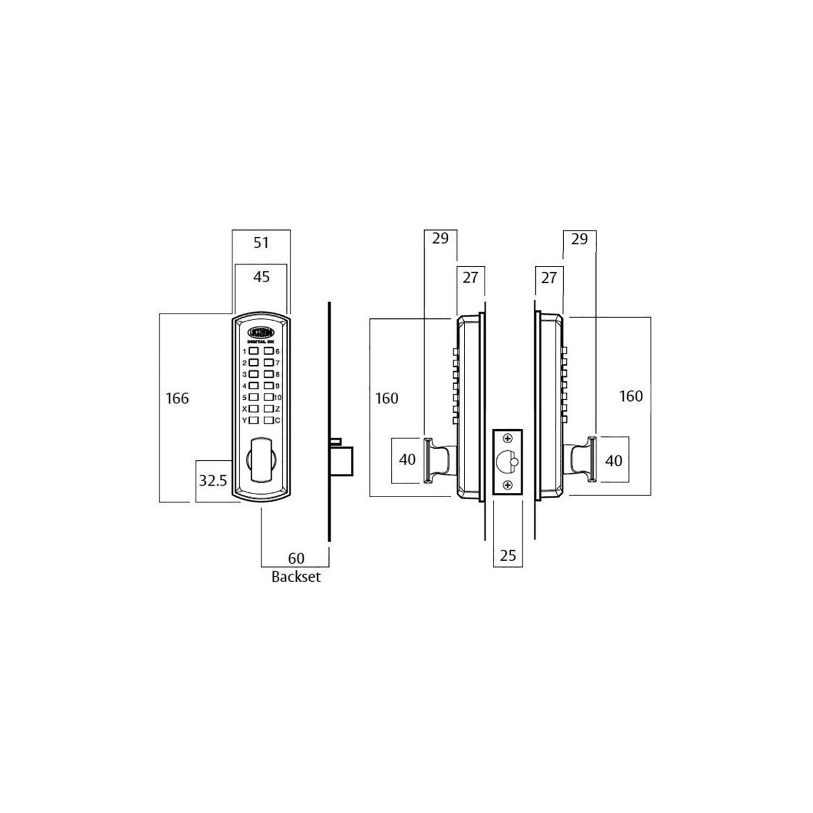 Lockwood Digital Lockset Double Keypad Satin Chrome gallery detail image