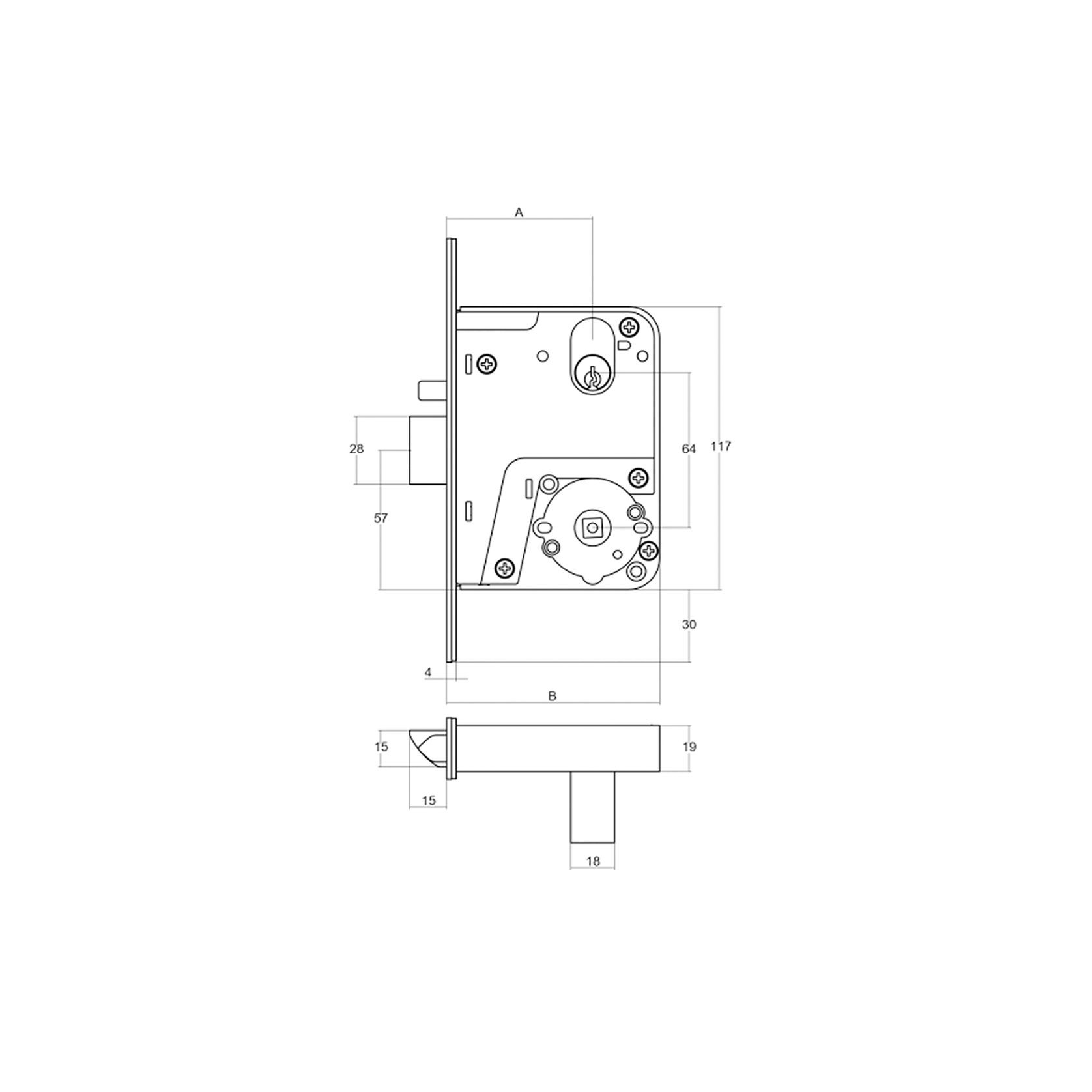 Lockwood 4772 Universal Primary Mortice Lock 89mm Backset Stainess Steel 4772SS gallery detail image