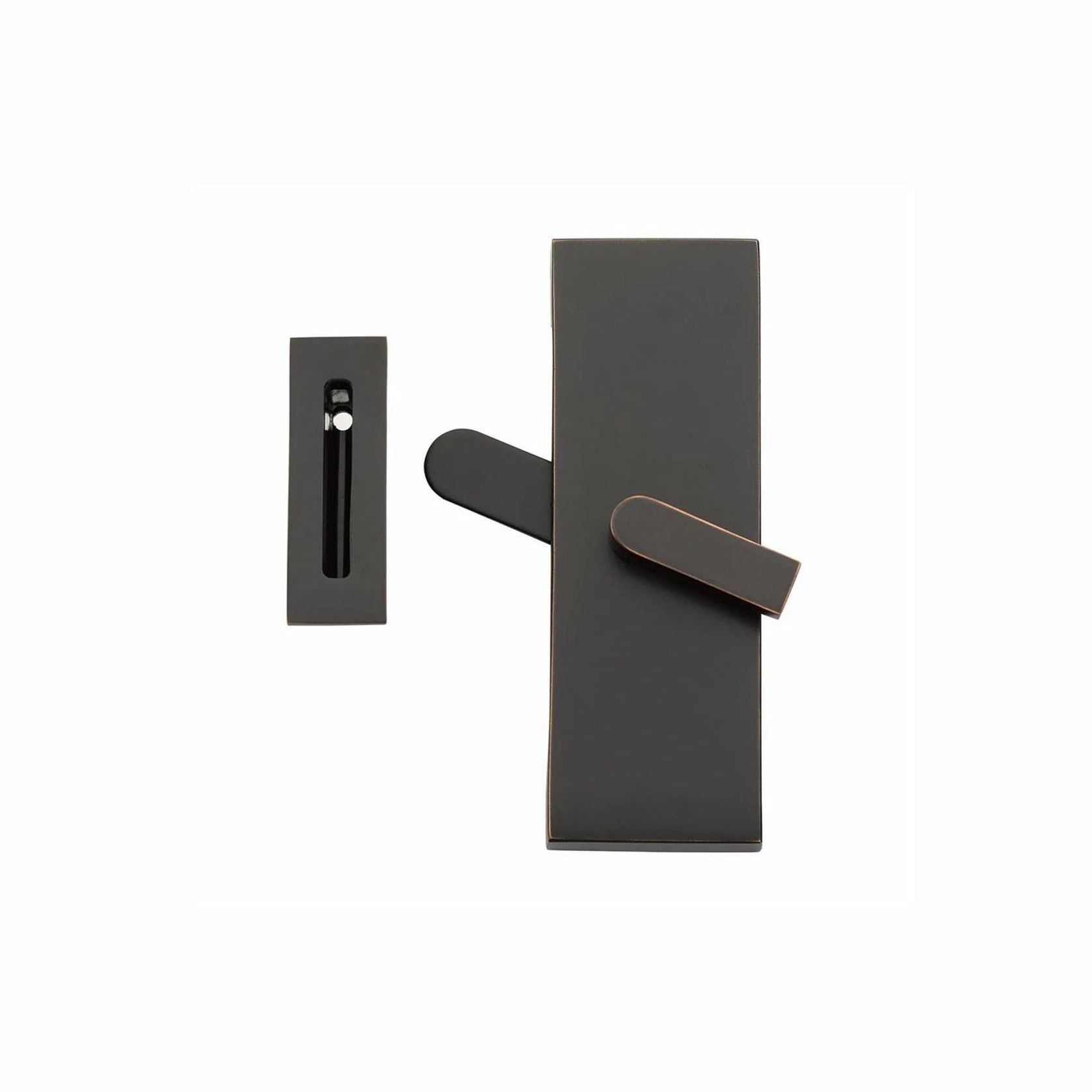 Emtek Rectangular Barn Door Privacy Lock with Strike gallery detail image