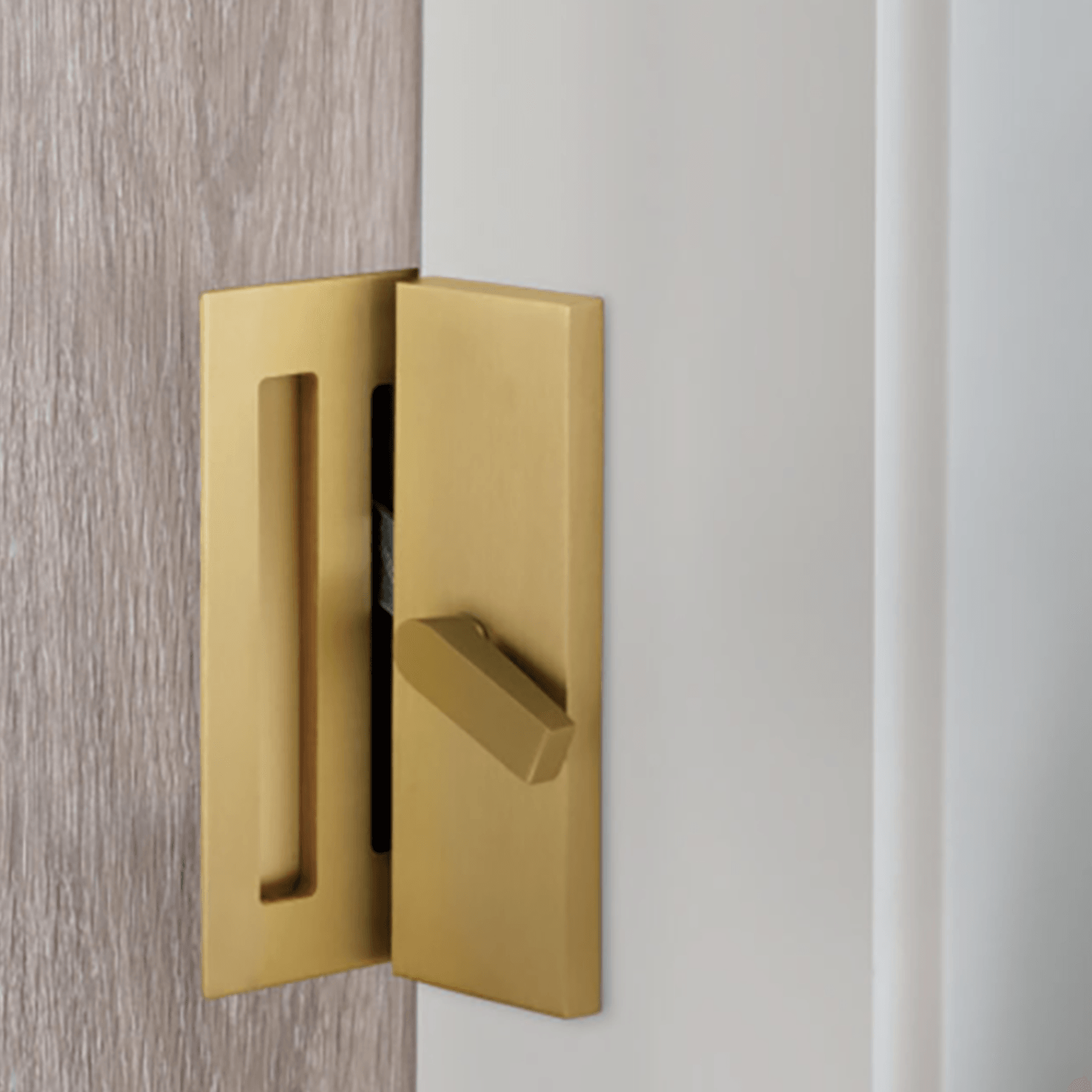 Emtek Rectangular Barn Door Privacy Lock with Strike gallery detail image