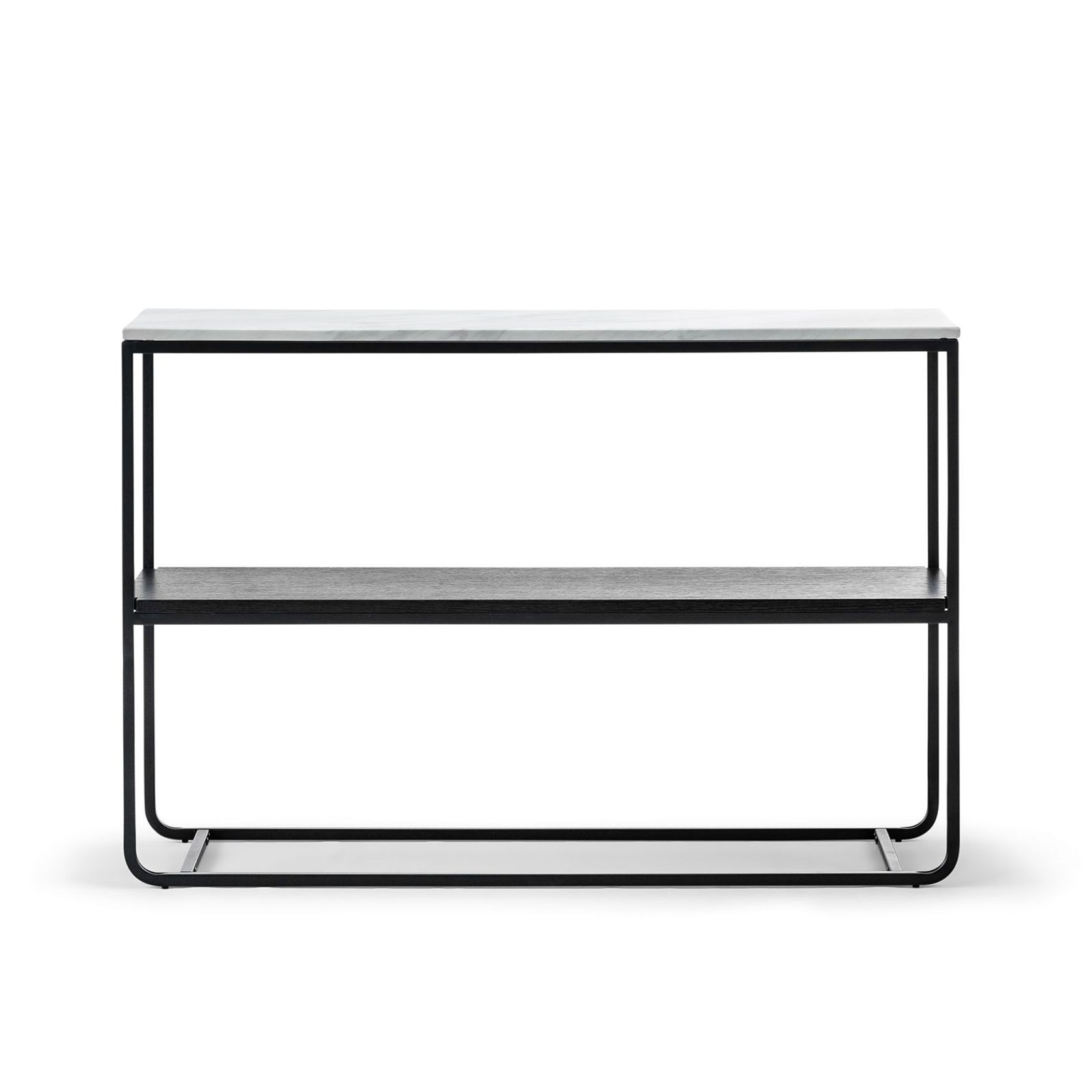 Estoria 120cm White Marble Shelf Console Table | Black gallery detail image